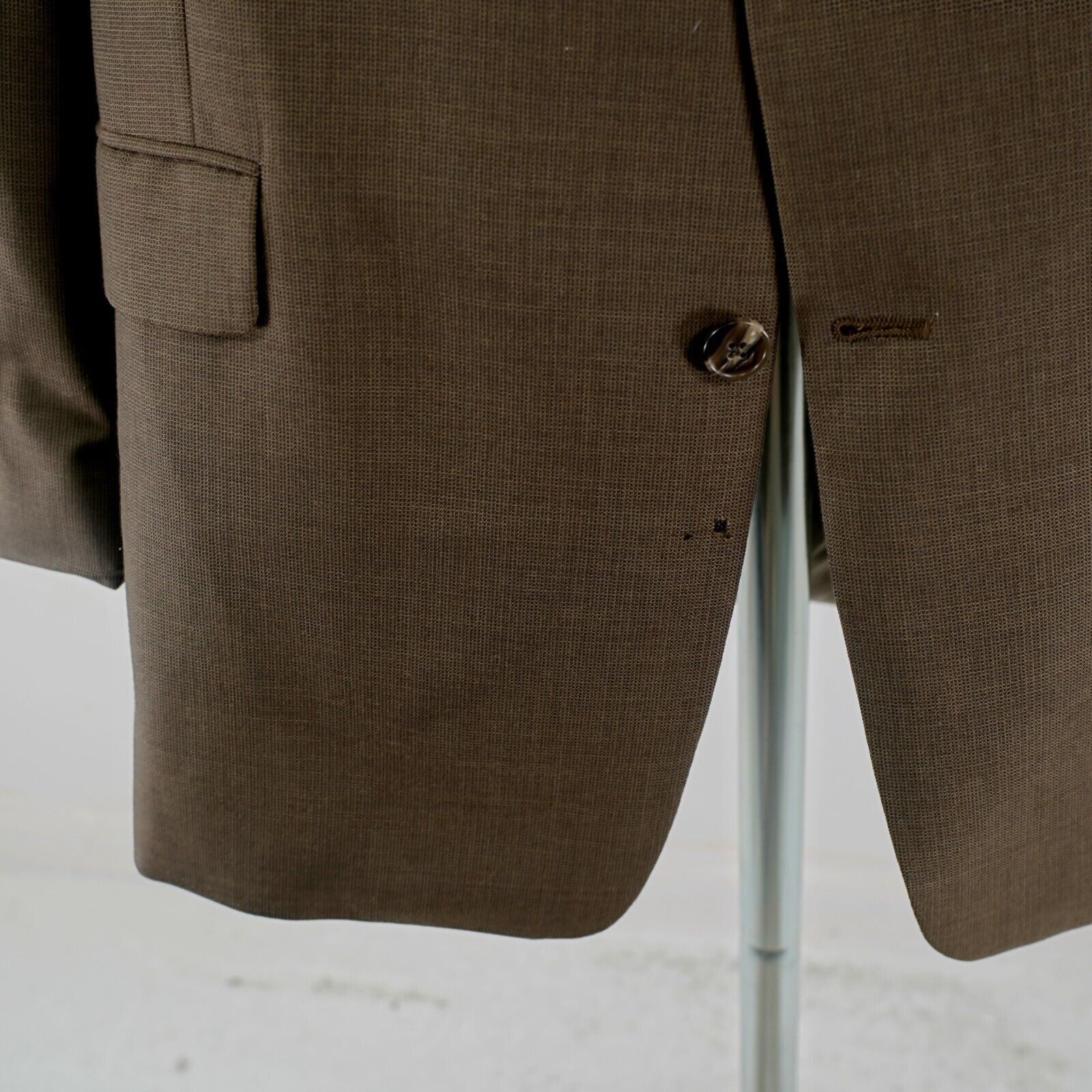 Hart Schaffner Marx DAMAGED Hart Schaffner Marx Wool Brown Check 46L 3 Button Bl Size 46L - 5 Thumbnail