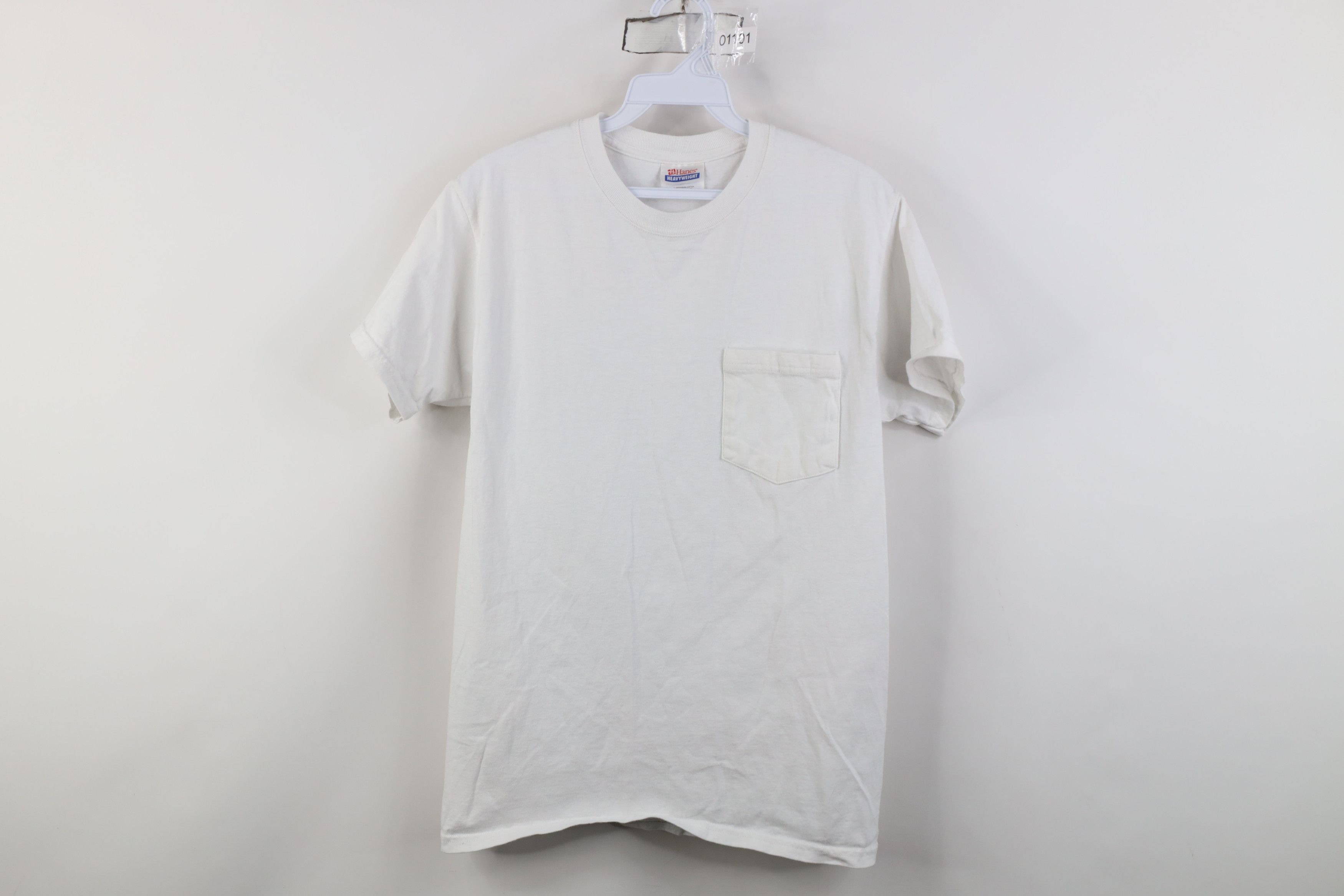 Hanes Vintage 90s Y2K Hanes Heavyweight Pocket T-Shirt White Size US S / EU 44-46 / 1 - 1 Thumbnail