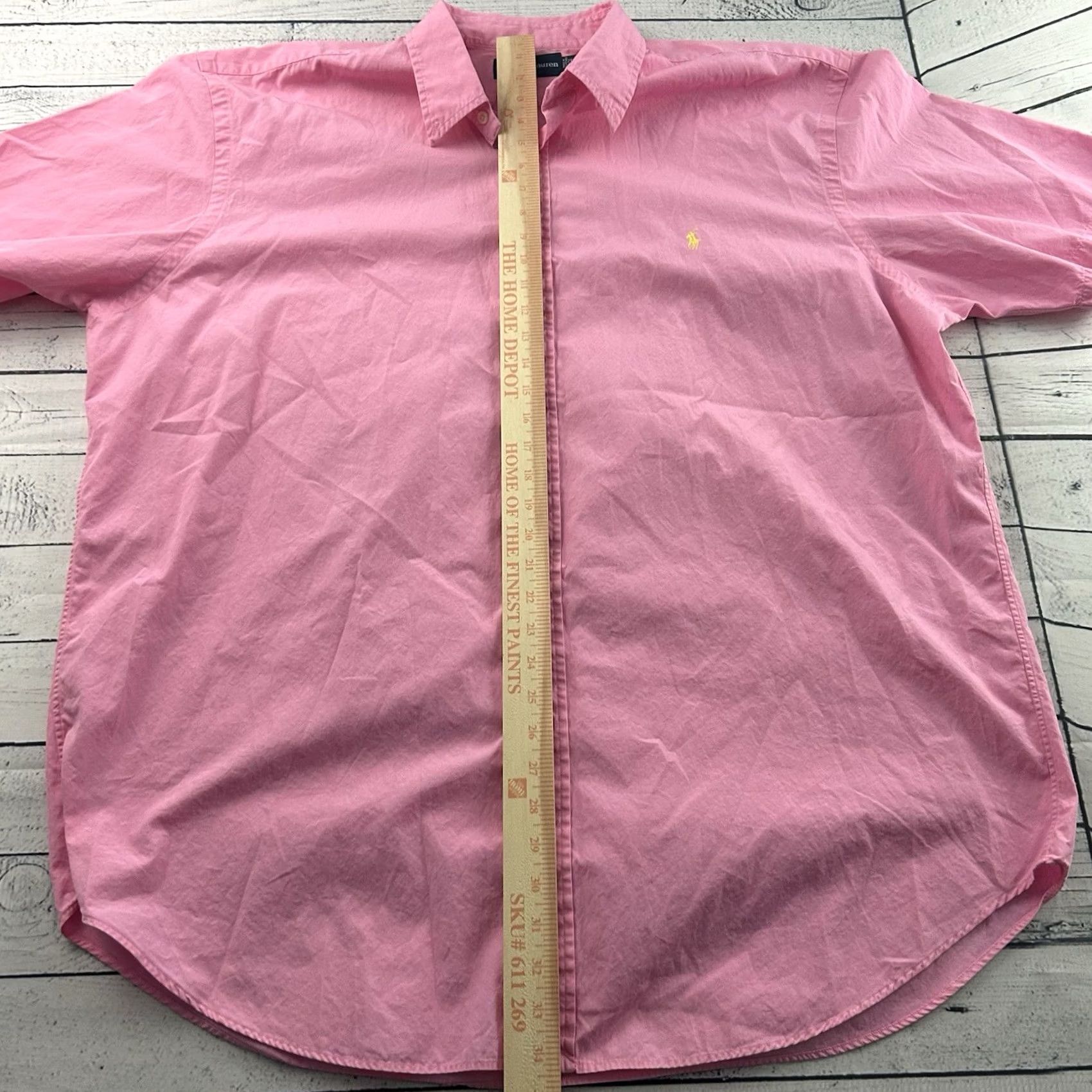 Polo Ralph Lauren Ralph Lauren Short Sleeve Button-Up Shirt Men's 2XLT Pink Solid Shirt 2XLT Mens Pink Nike Size US XXL / EU 58 / 5 - 4 Thumbnail