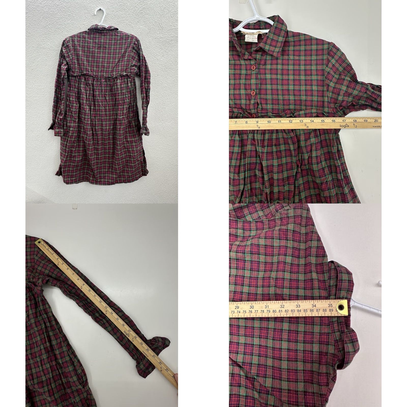 Vintage VINTAGE Peaches My Love Dress Womens Size 8 Red Green Plaid Long Sleeve 70s 80s 90s Size M / US 6-8 / IT 42-44 - 8 Thumbnail