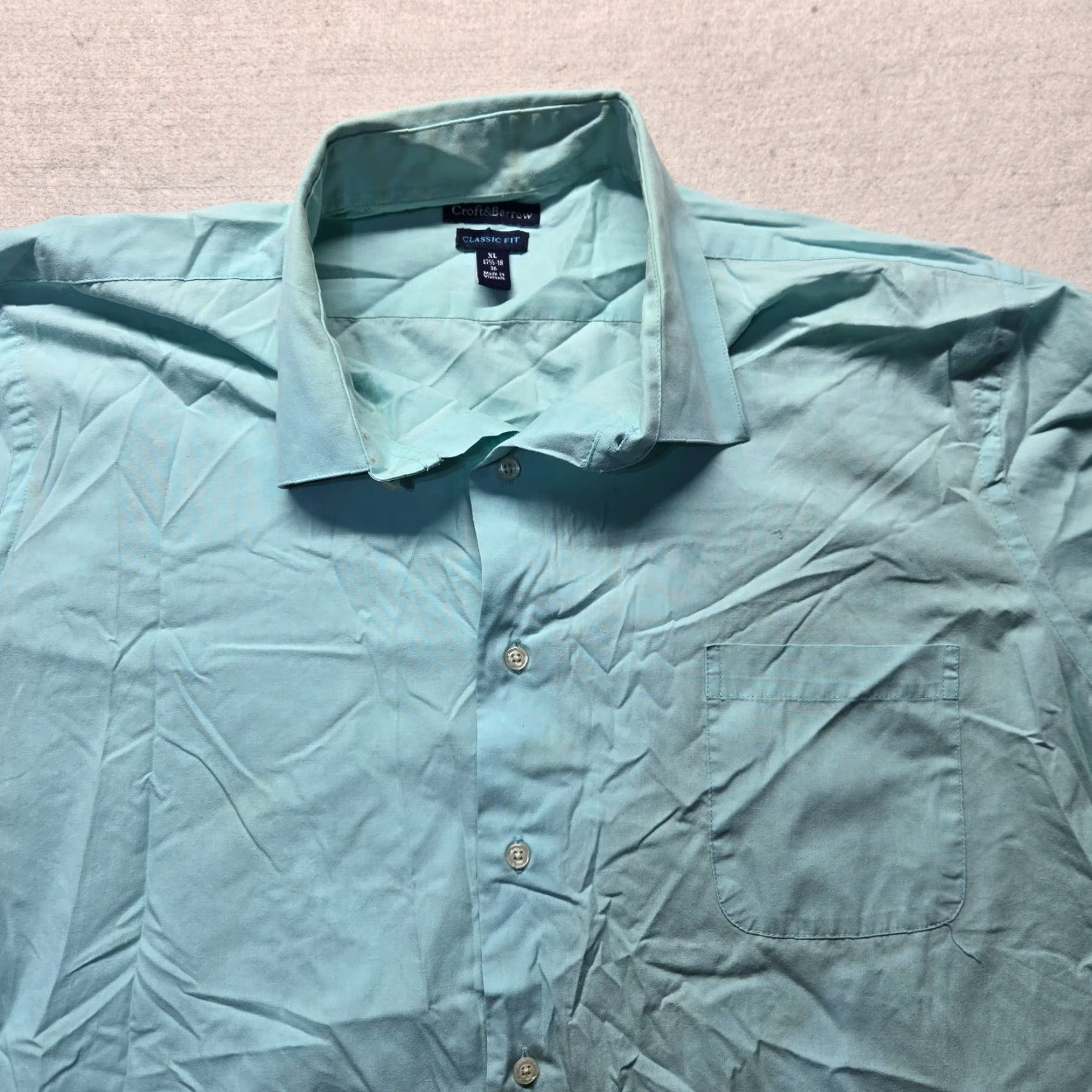 Barrow Craft And Burrow Solid Blue Long Sleeve Button-Up Adult Men's XL Shirt Size US XL / EU 56 / 4 - 2 Thumbnail