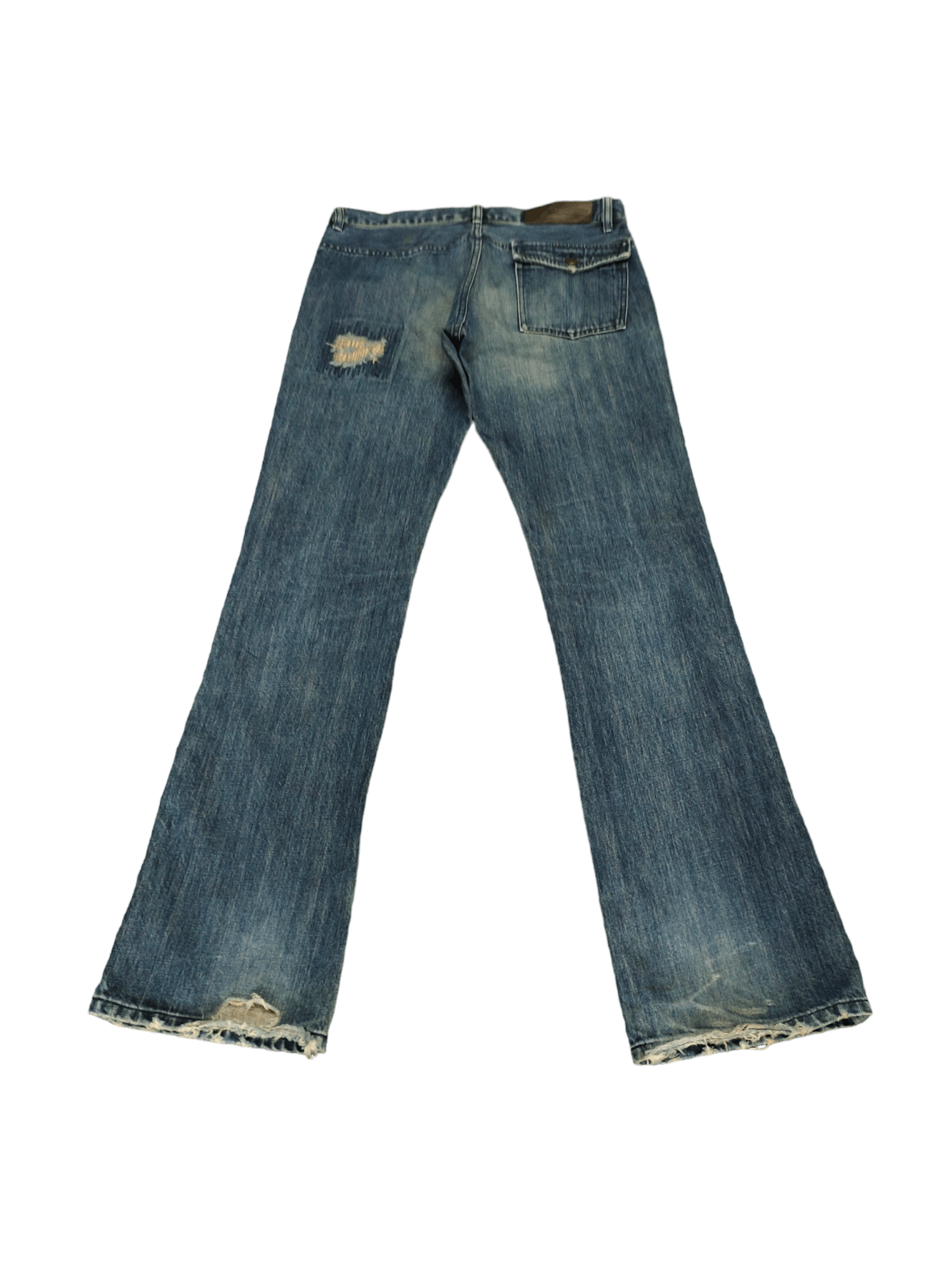 Le Grande Bleu (L.G.B.) Flare Jeans Portrait Japan Sew Distress Denim Bootcut Y2k Size US 33 - 13 Thumbnail