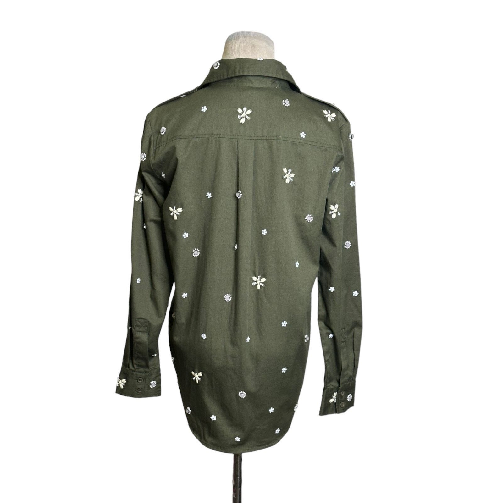 Joie Joie “Hayfa” Military Green Button Front Floral Shirt XS Size XS / US 0-2 / IT 36-38 - 11 Thumbnail