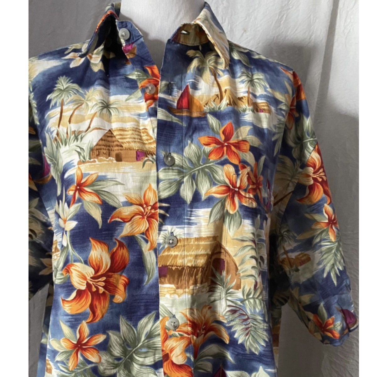Pierre Cardin Pierre Cardin, Hawaiian Print, Cotton Short Sleeve Button Up Size US M / EU 48-50 / 2 - 8 Thumbnail