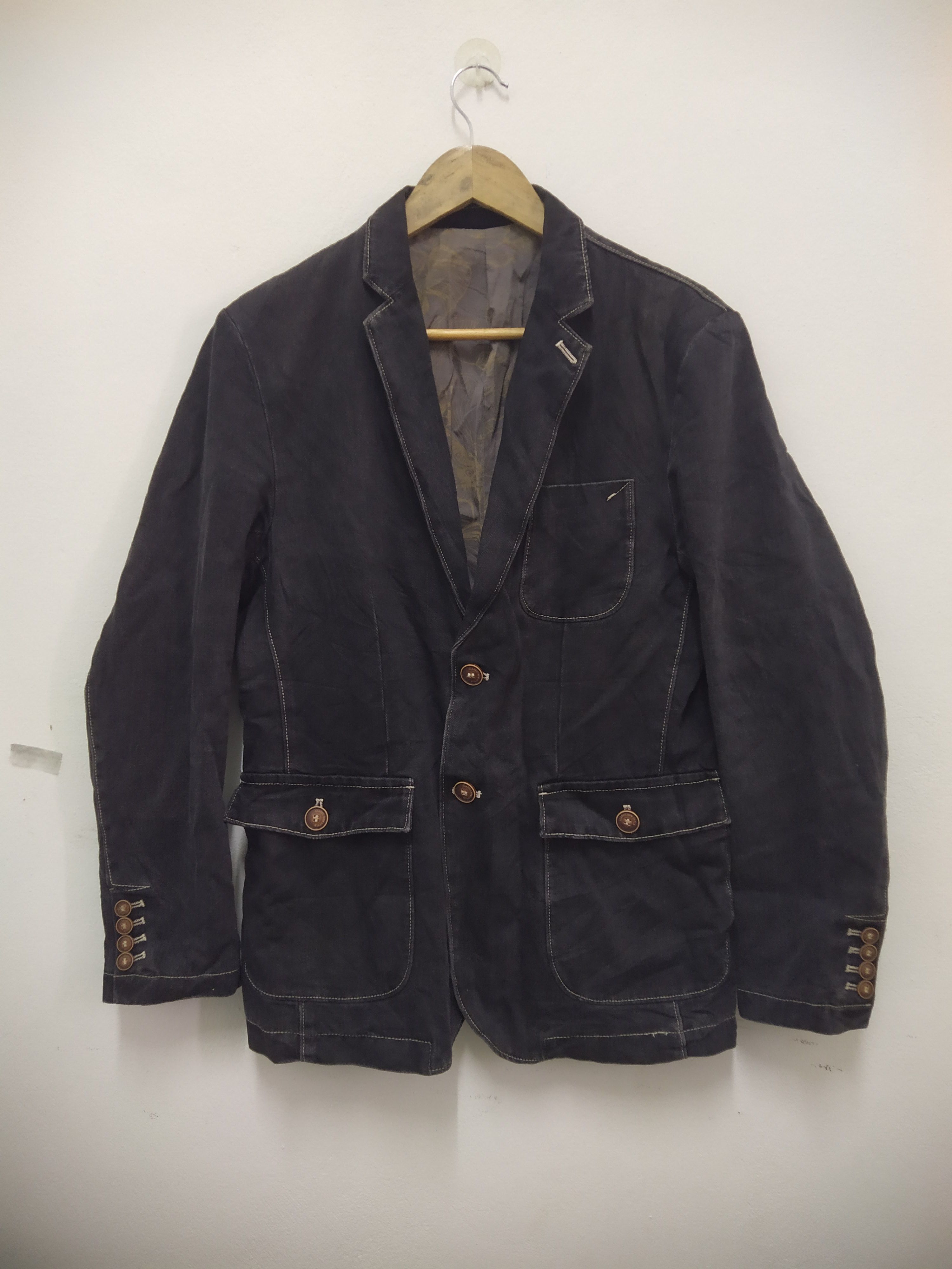 Vintage HOOCHIGER Japanese Style Workwear Blazer Jacket Denim Size US M / EU 48-50 / 2 - 2 Thumbnail