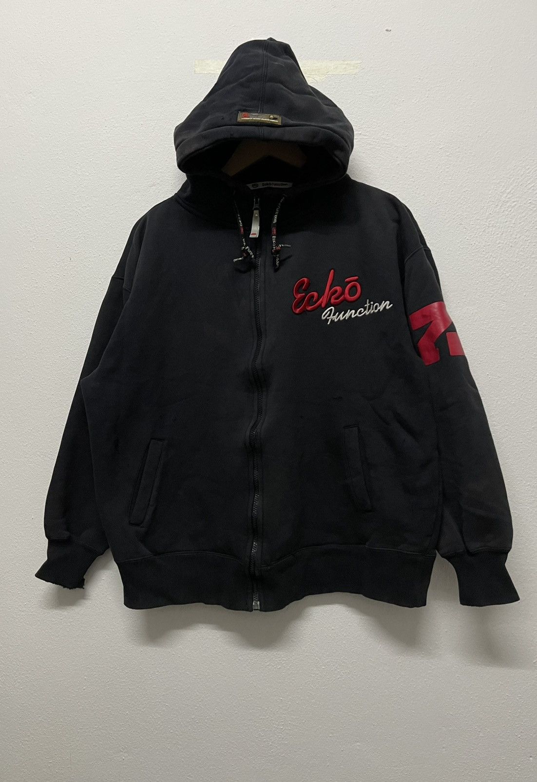 2000s ECKO FUNCTION ZIPPER HOODIE BIG LOGO DISTRESSED