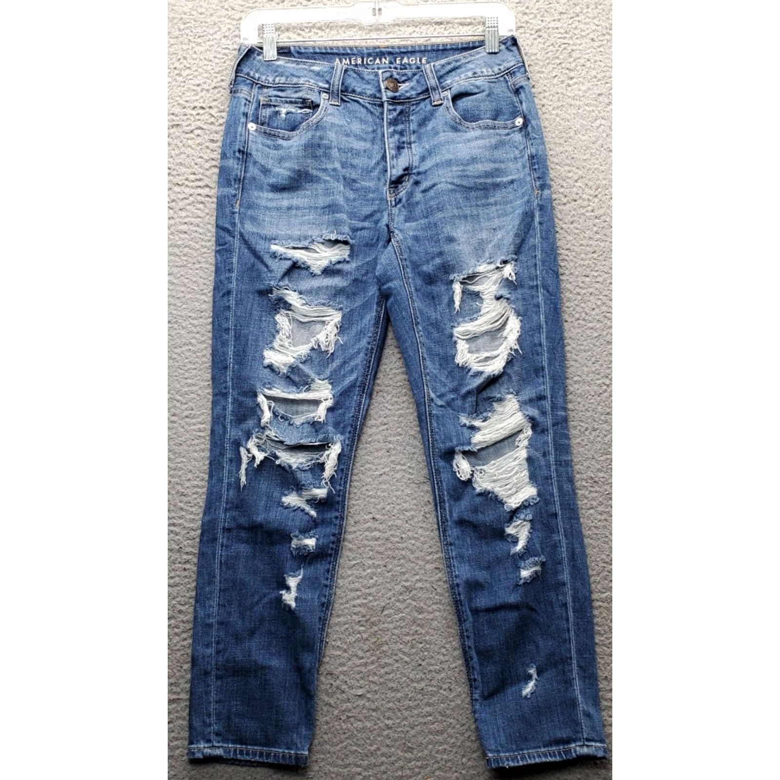 American Eagle Outfitters American Eagle Outfitters Tomgirl Jeans Womens 0 Blue Denim Distressed Skinny Size 25" / US 0 / IT 36 - 2 Thumbnail