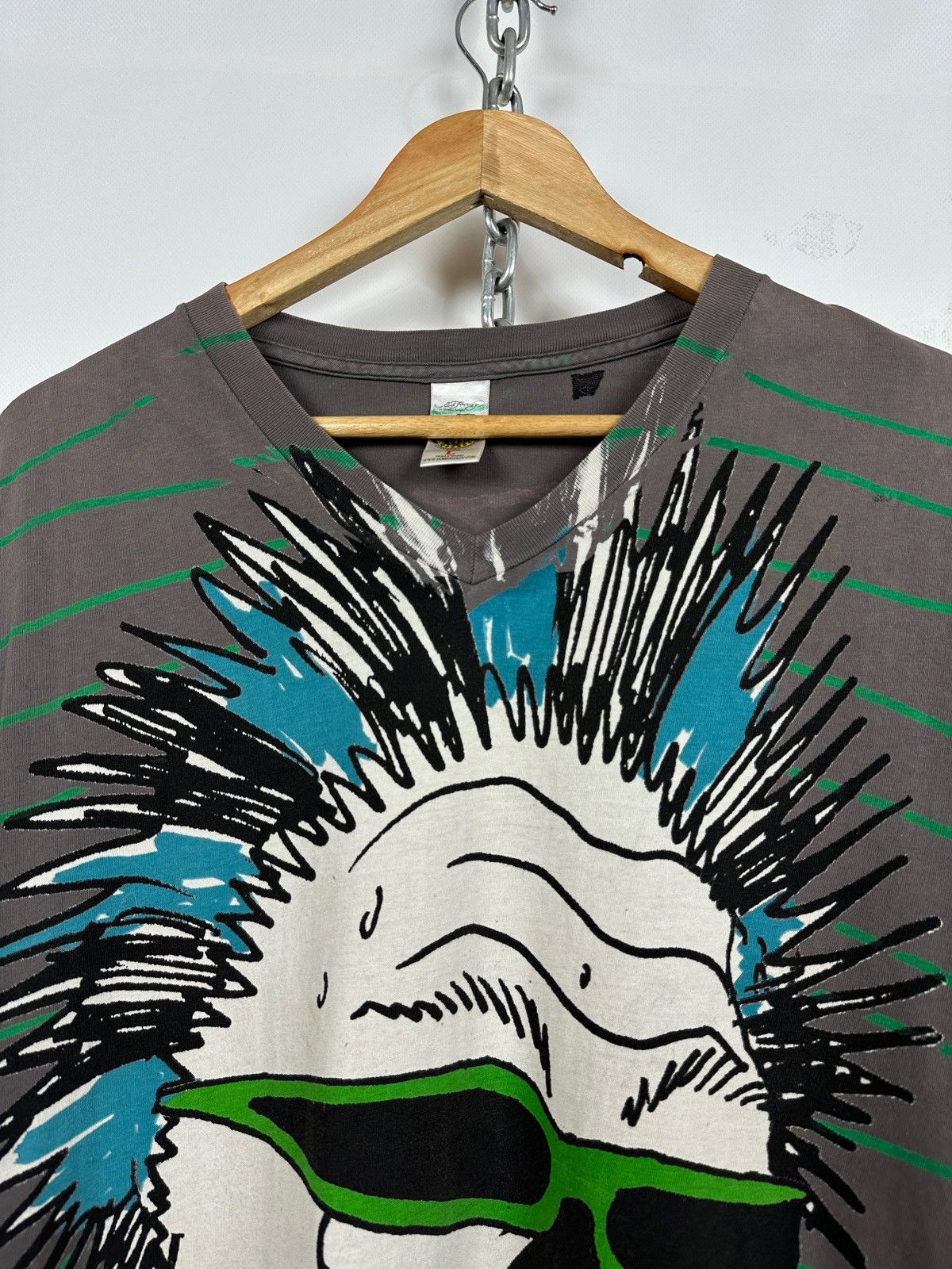 Christian Audigier Vintage Ed Hardy by Christian Audigier V-Neck Skull T-Shirt Size US L / EU 52-54 / 3 - 7 Thumbnail