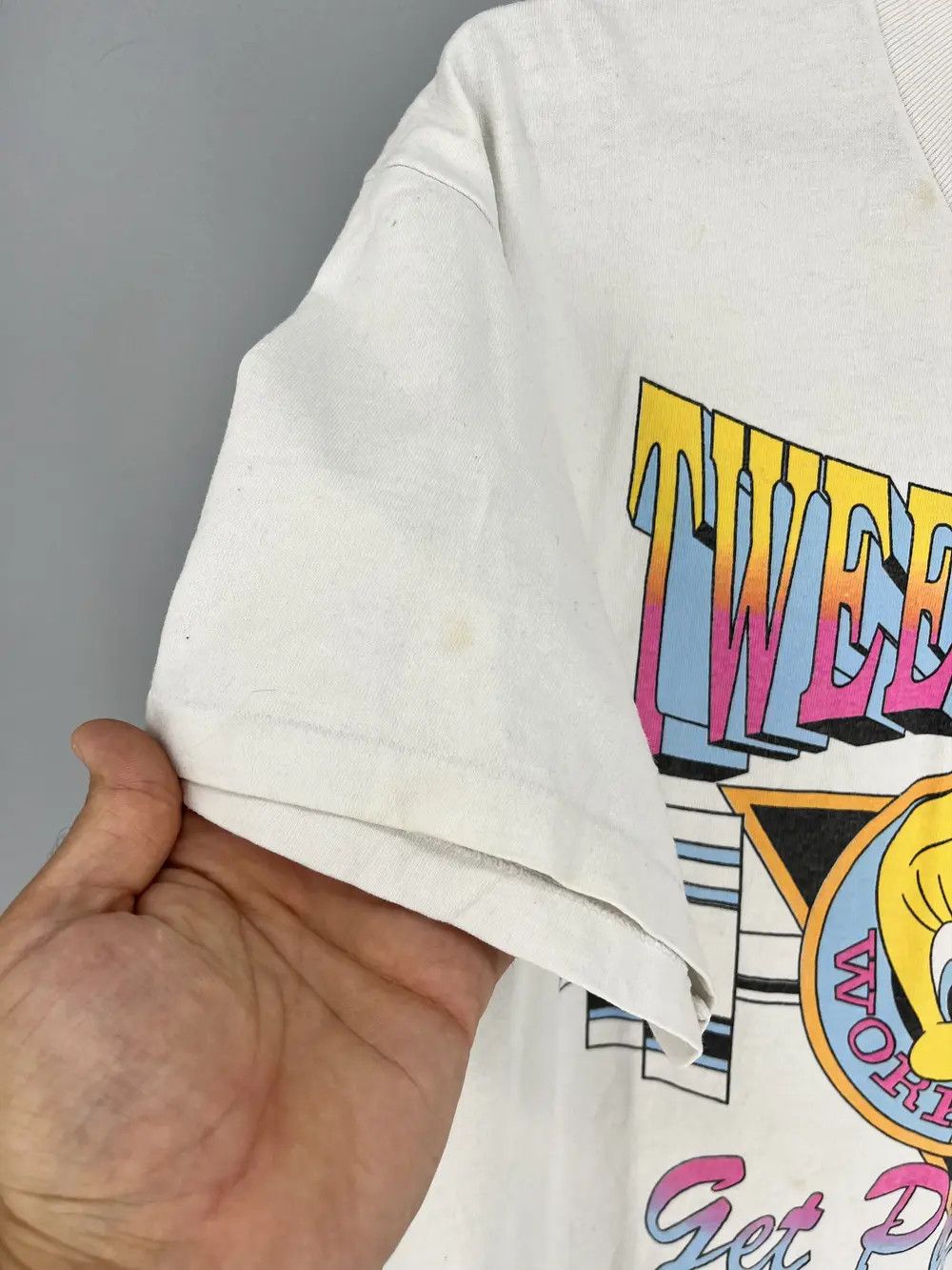 Warner Bros Vtg 1993 Tweety’s Gym Looney Tunes Workout Theme Mens TShirt Size US L / EU 52-54 / 3 - 8 Thumbnail