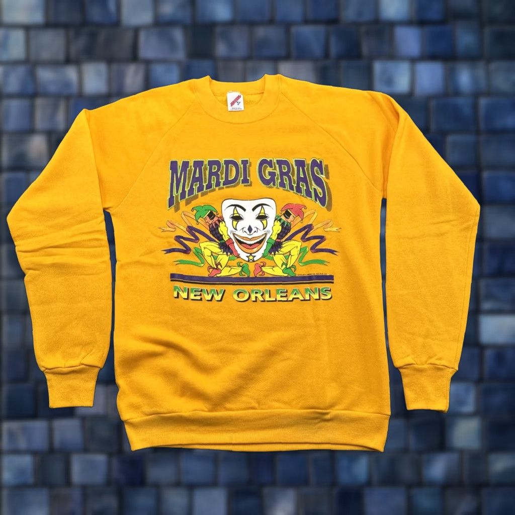 Jerzees VINTAGE Mardi Gras USA Jerzees Sweatshirt Raglan 90s Yellow M Adult Unisex Shirts? Size US M / EU 48-50 / 2 - 1 Thumbnail