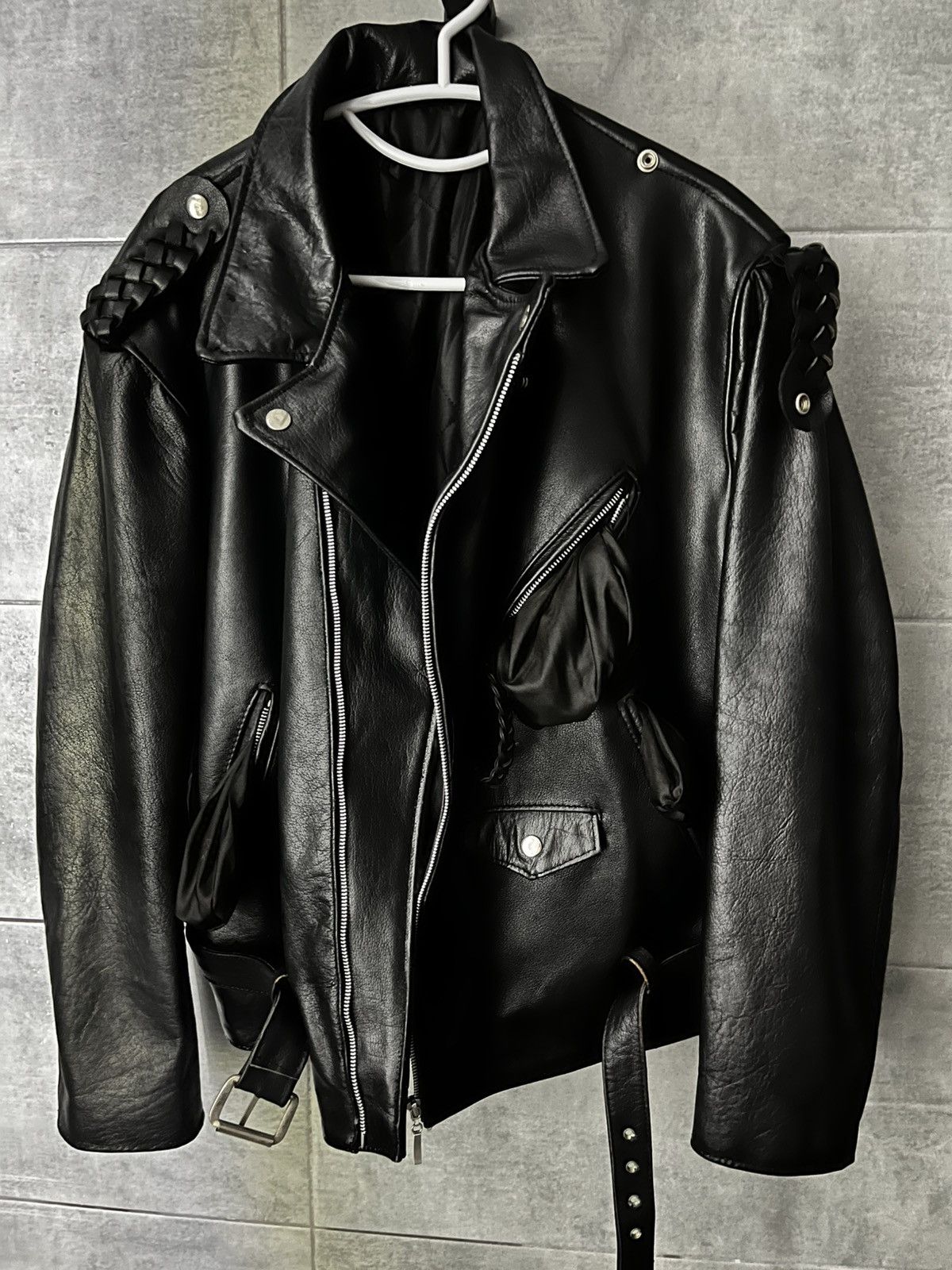 Leather Rare Vintage 80s Leather Biker Jacket England Punk Style Size US L / EU 52-54 / 3 - 2 Thumbnail