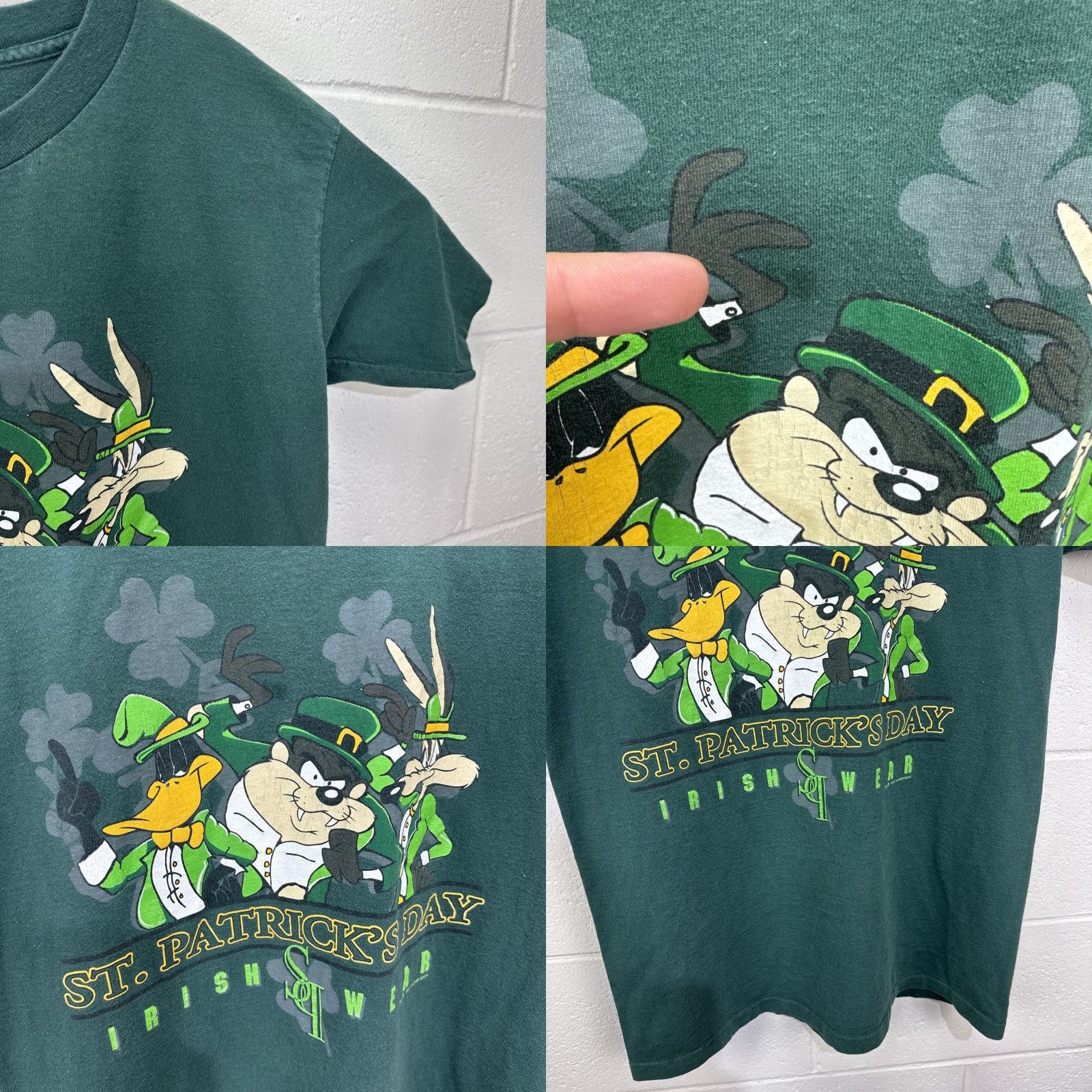 Vintage Vintage Looney Tunes T-Shirt 1997 Daffy Duck Tasmanian Devil Cartoon Green Size Large Men Size US L / EU 52-54 / 3 - 8 Thumbnail