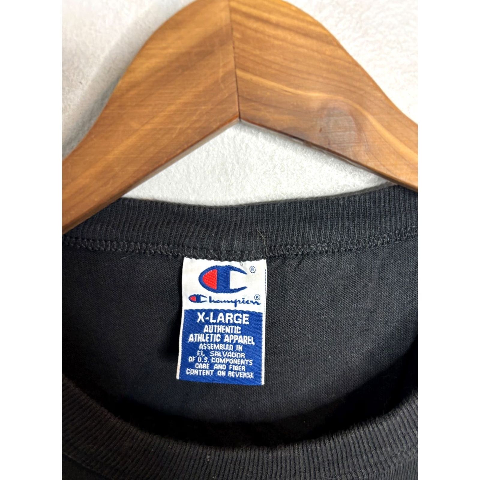 Champion Vintage Champion T-Shirt Crew Neck XL Black 80s Logo Short Sleeve Men Size US XL / EU 56 / 4 - 4 Thumbnail