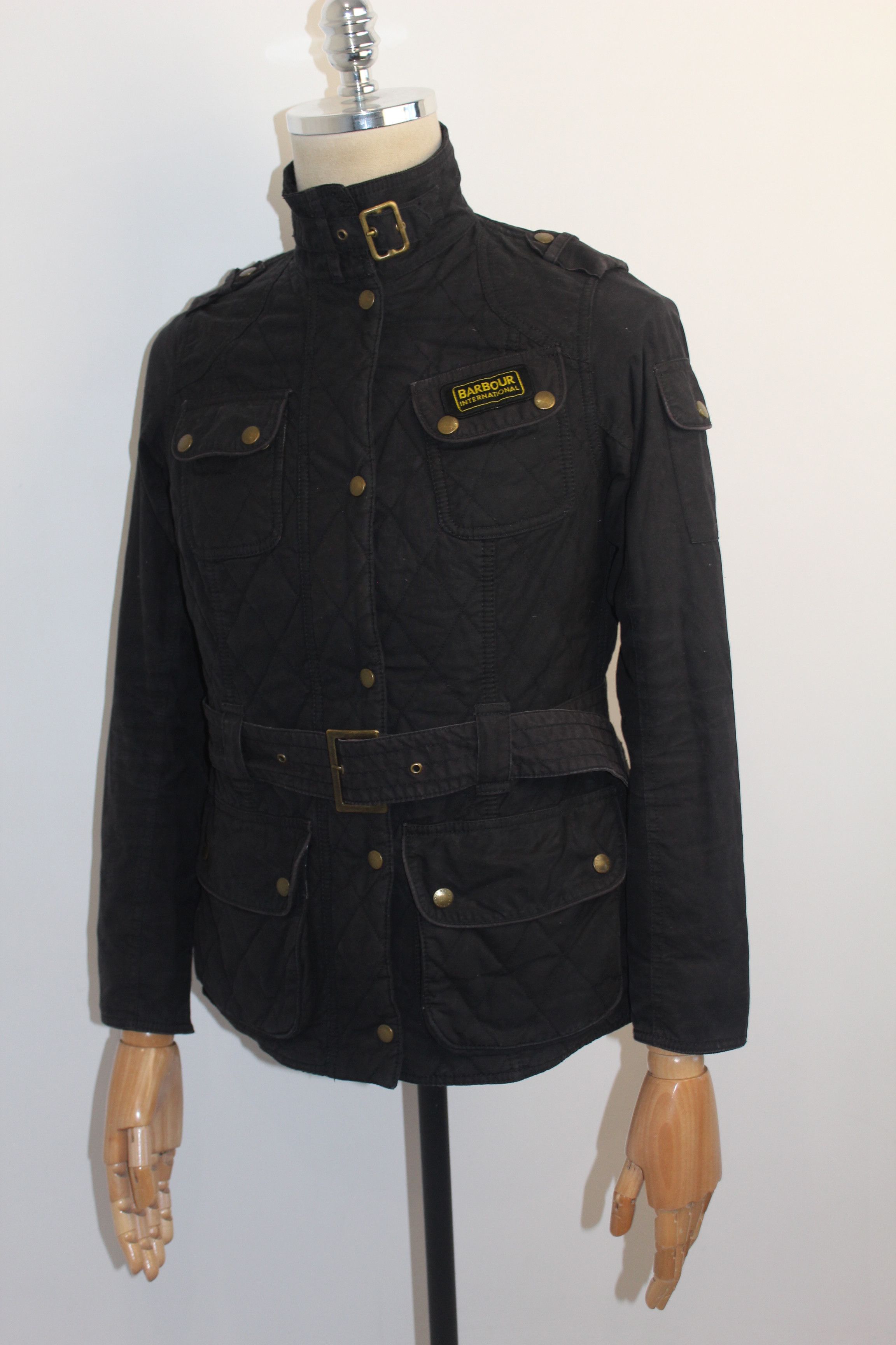 Barbour Ladies BARBOUR International Black Wax Jacket Size M Size M / US 6-8 / IT 42-44 - 2 Thumbnail