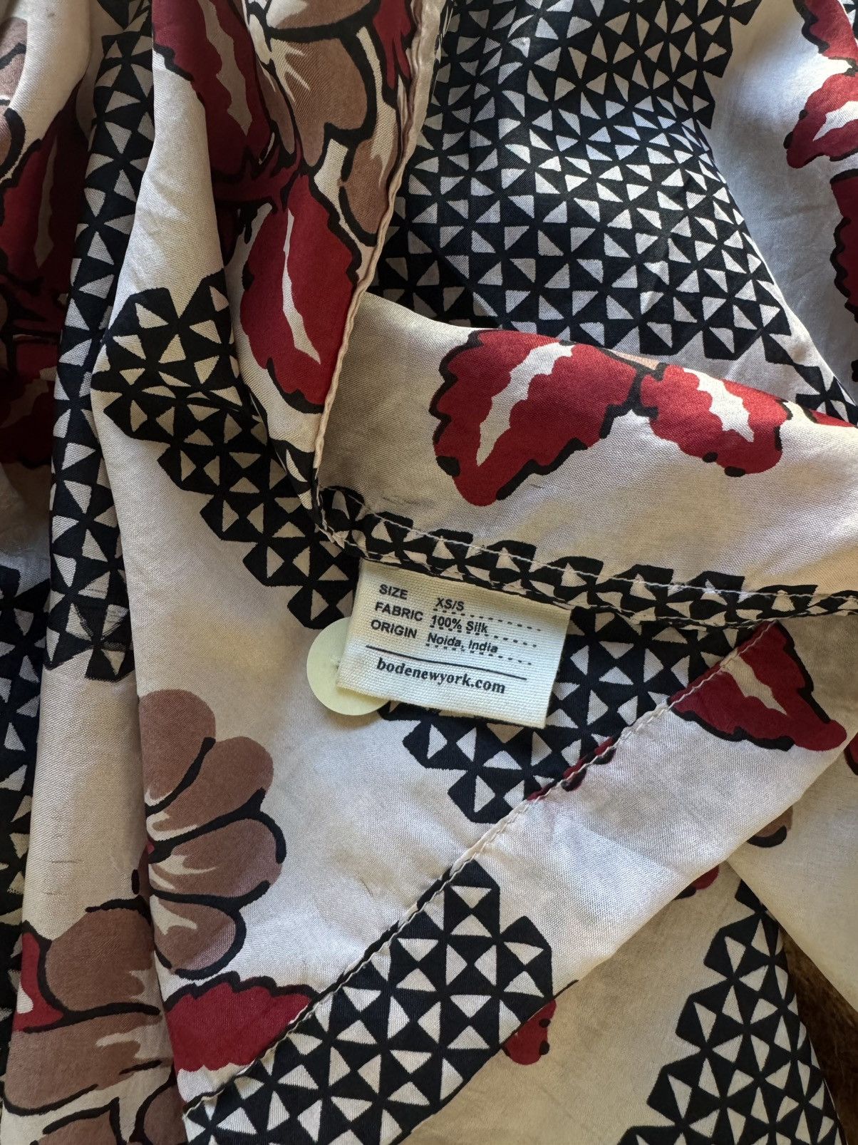 Bode Bode Checker Bloom Short Sleeve Silk Button-Up Shirt Size US S / EU 44-46 / 1 - 6 Thumbnail