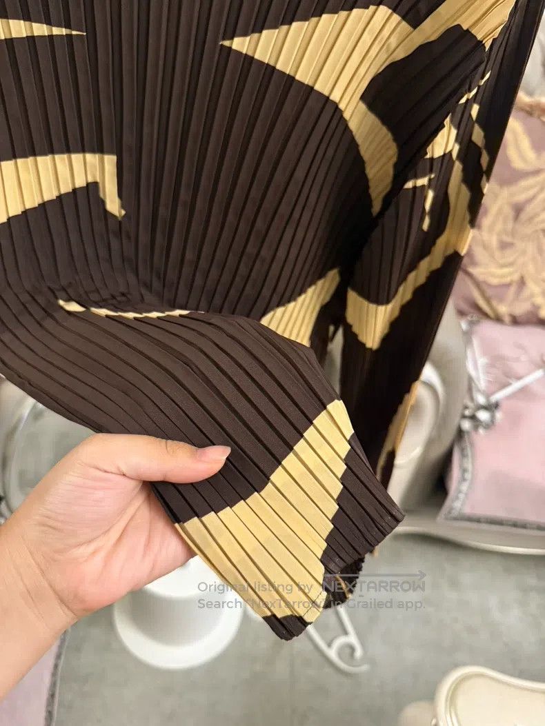 Issey Miyake Issey Miyake Vertical Striped Coffee Pattern Blouse Size M / US 6-8 / IT 42-44 - 7 Thumbnail