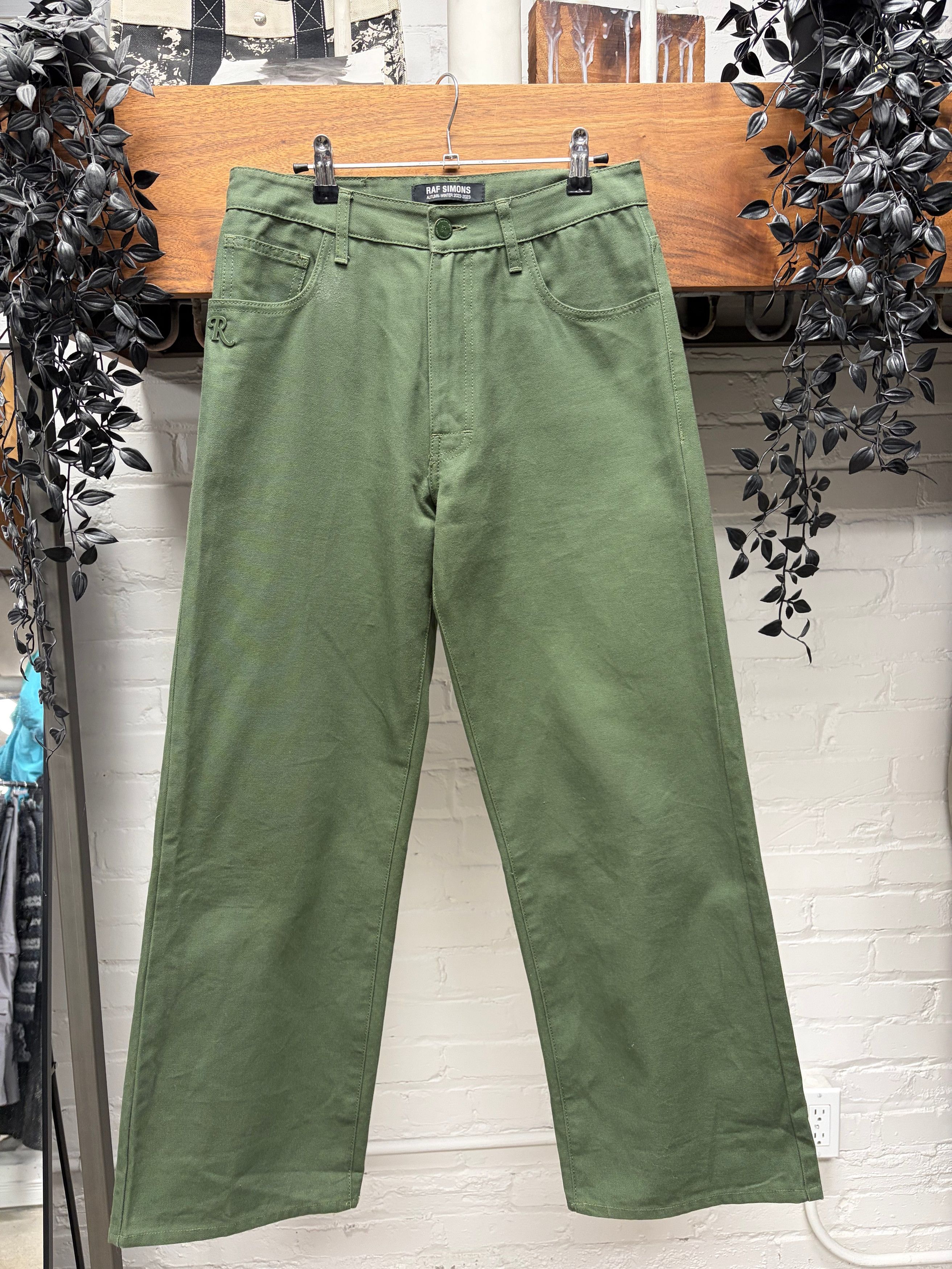Raf Simons AW2022 Raf Simons Green ‘RS Patch’ Logo Wide Leg Denim Size US 30 / EU 46 - 1 Thumbnail
