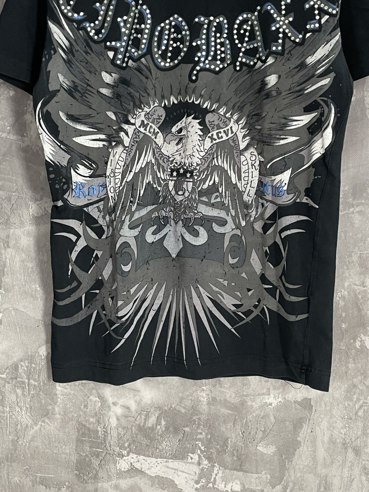 Affliction × Japanese Brand × Vintage Y2K Affliction Womens Grunge Rhinestone Glamour T-Shirt Size M / US 6-8 / IT 42-44 - 5 Thumbnail
