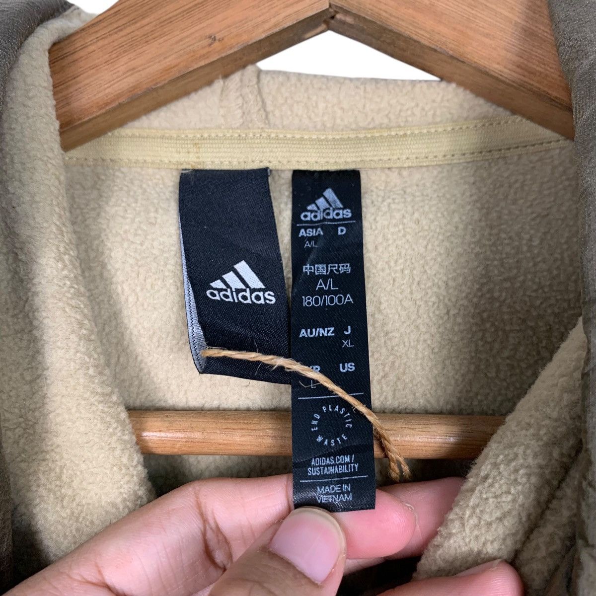 Adidas ADIDAS Small Logo Hybrid Fleece Pullover Hoodies #1616-C72 Size US L / EU 52-54 / 3 - 16 Thumbnail