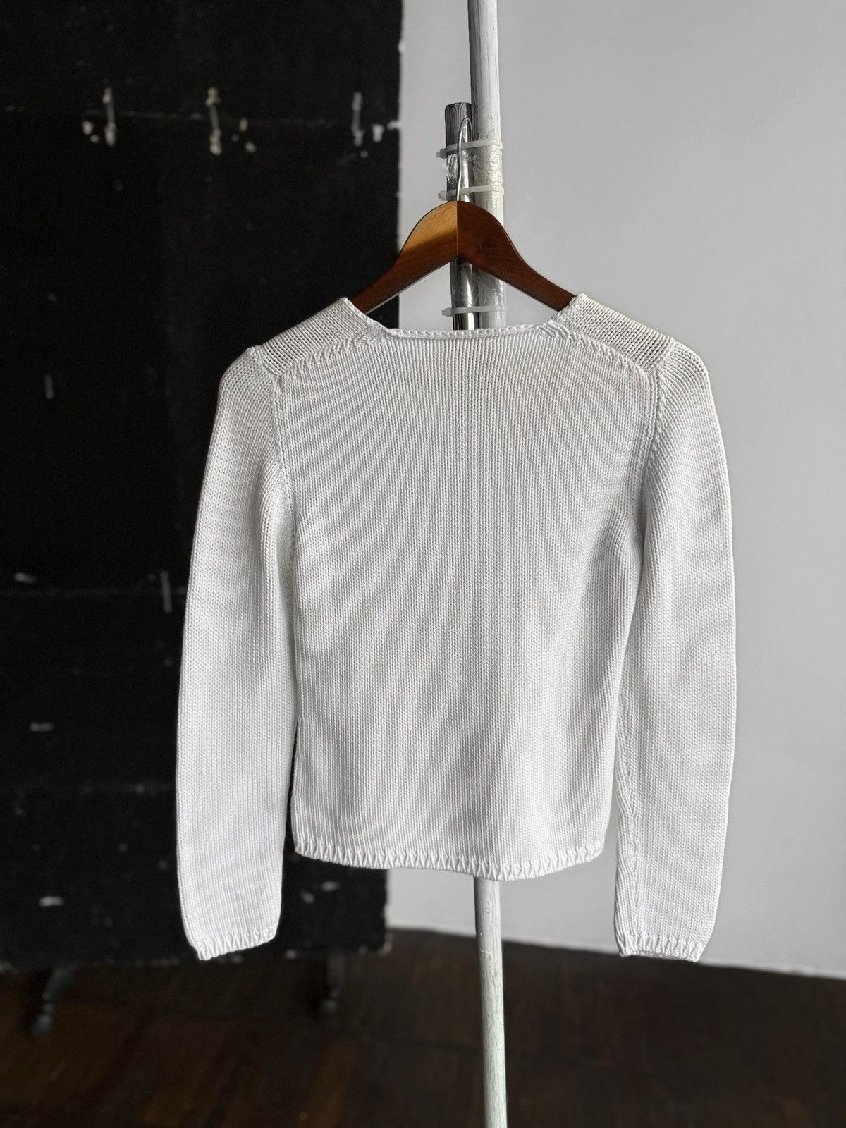 Other Rossopuro Womens White Long Sleeve Knit V-Neck Sweater Italy Size S / US 4 / IT 40 - 4 Thumbnail