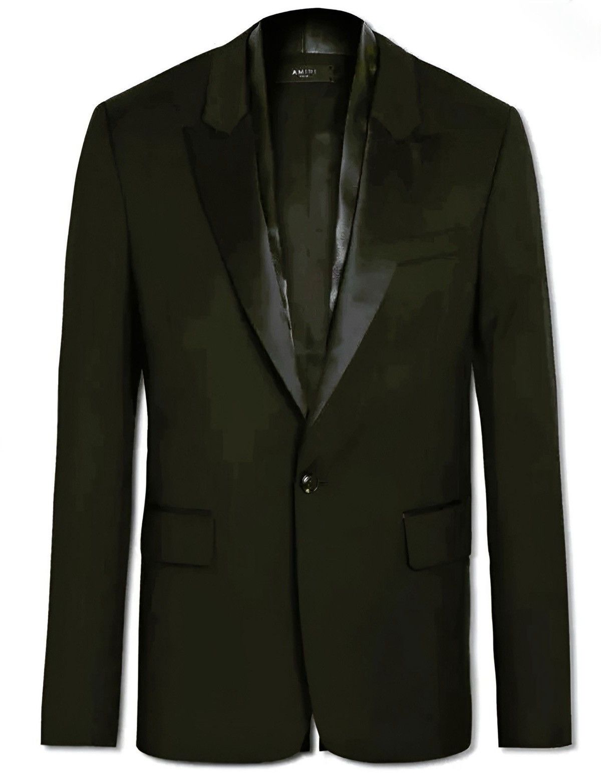 Amiri AMIRI Leather & Satin-Trimmed Wool-Twill Black Blazer, IT48 Size 48R - 1 Thumbnail