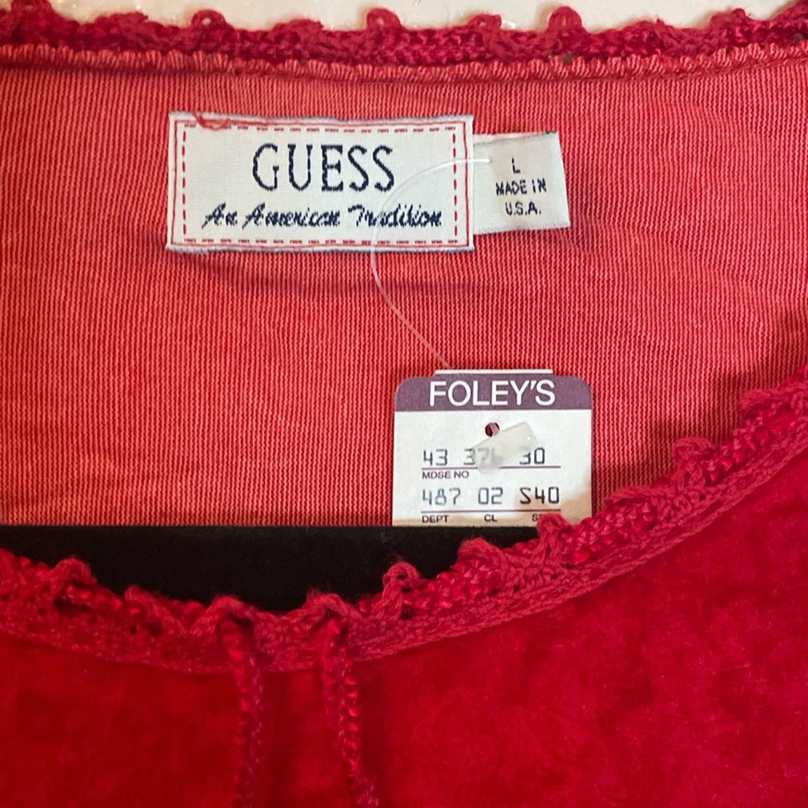 Guess Vintage Y2K Guess Red Velvet Feel Long Sleeve ShirtLarge NWT Size L / US 10 / IT 46 - 5 Thumbnail