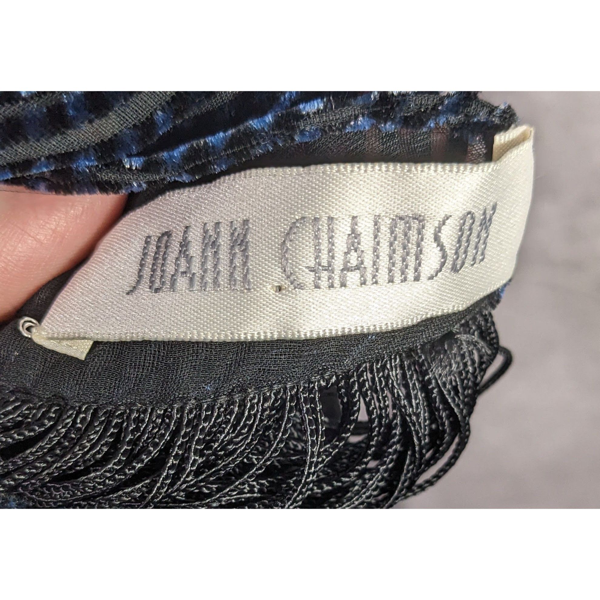 Other Joann Chaimson Blue Burnt Velvet Fringe Scarf Wrap 60x14 Inc Size ONE SIZE - 7 Thumbnail