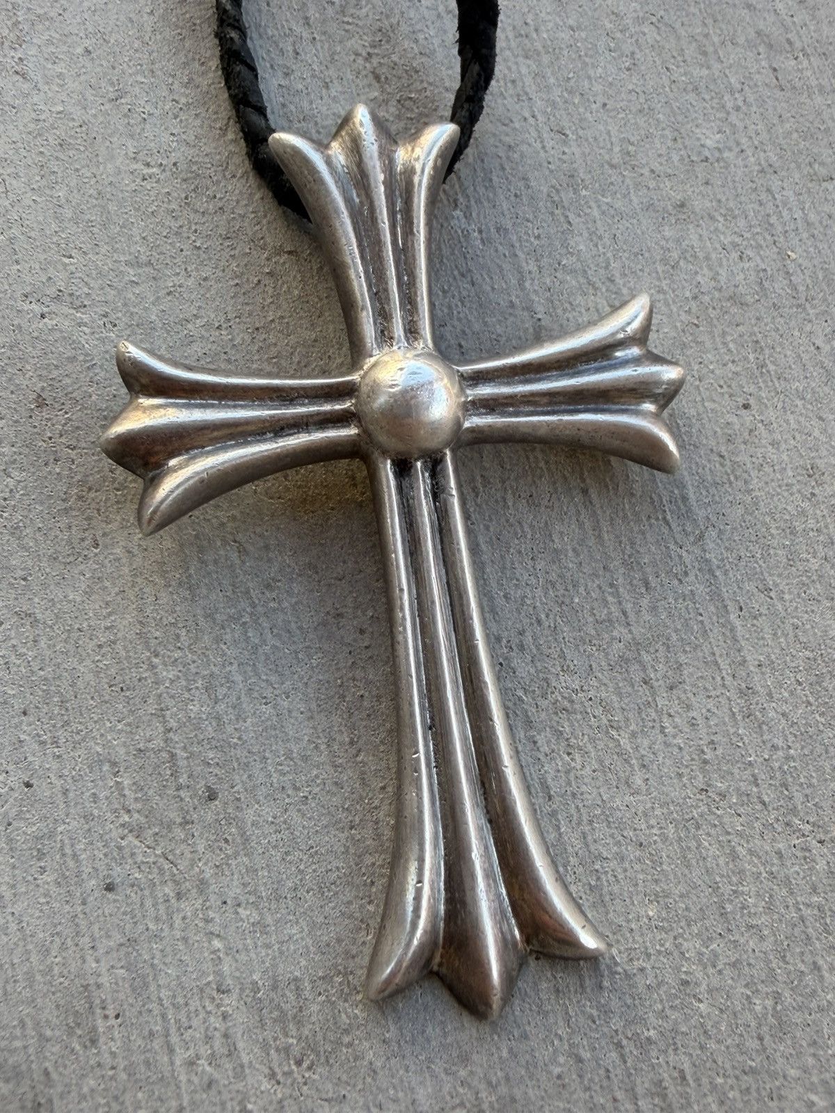 Chrome Hearts Chrome Hearts Large Cross Pendant w/ Braided Leather Chain Size ONE SIZE - 5 Thumbnail