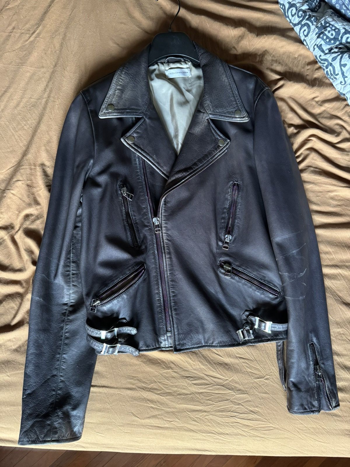 Faith Connexion Black Distressed leather Jacket Size US L / EU 52-54 / 3 - 1 Thumbnail