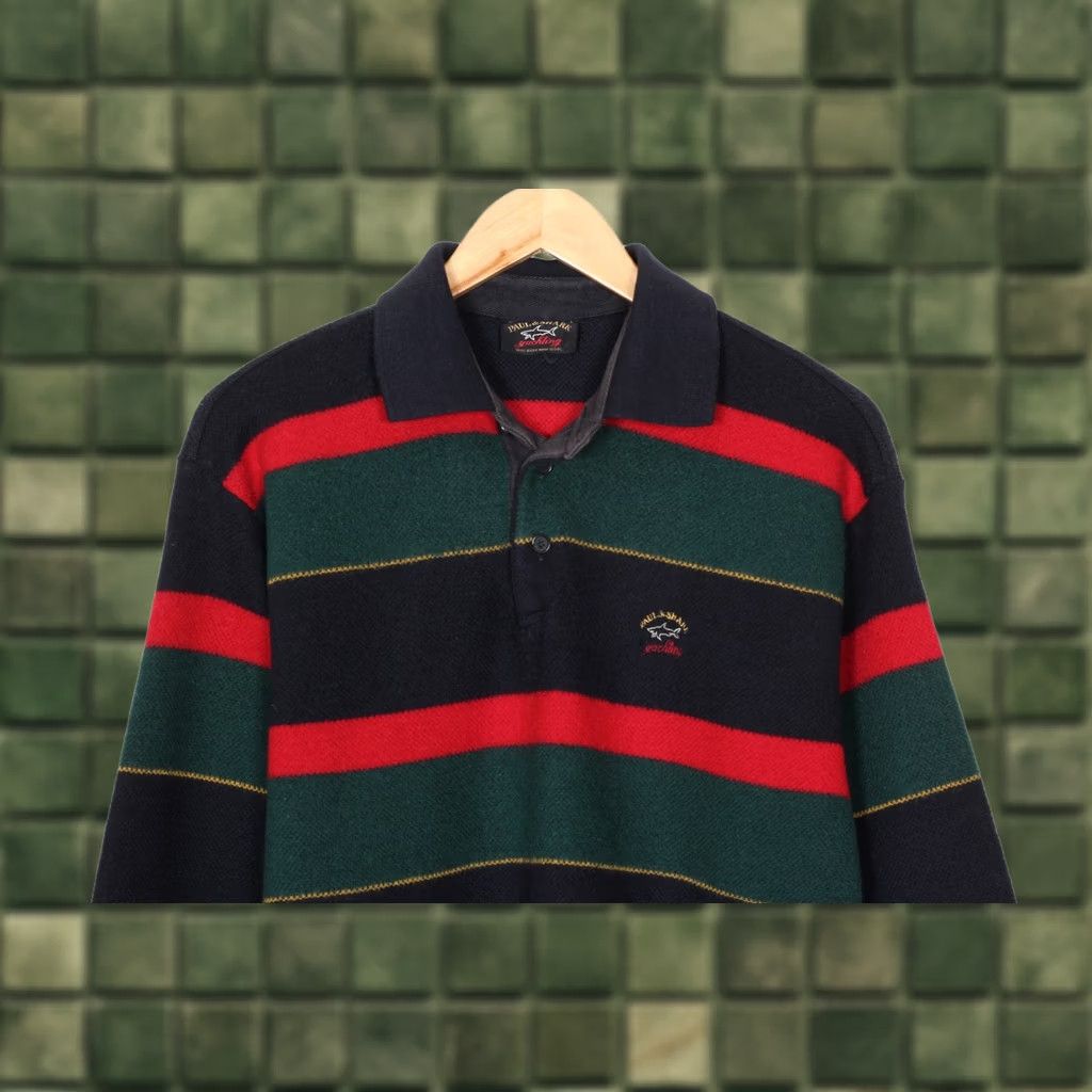 Paul & Shark PAUL & SHARK Yachting Vintage Wool Jumper Pullover Men L Multicoloured Knit Striped Collared Wool Classic Designer Vintage Mens Jump er Size US L / EU 52-54 / 3 - 1 Thumbnail