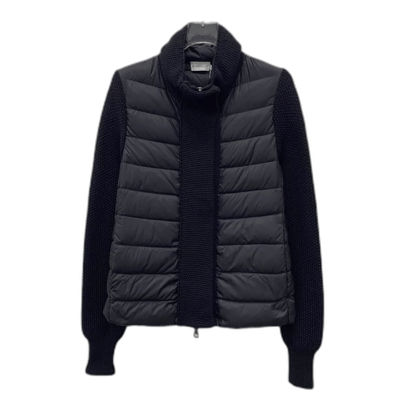 Moncler Moncler Black Logo Zip Knitted Down Jacket Size US XS / EU 42 / 0 - 1 Thumbnail
