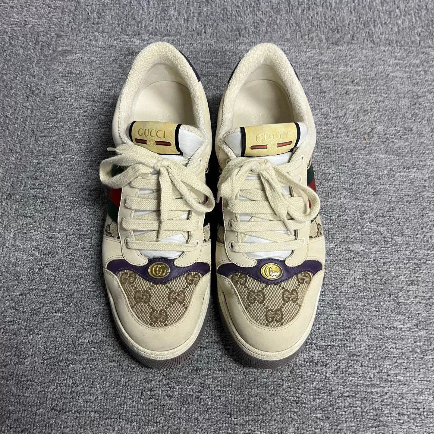 Gucci Gucci Beige Double G Striped Low-Top Sneakers Size US 9 / EU 42 - 1 Thumbnail