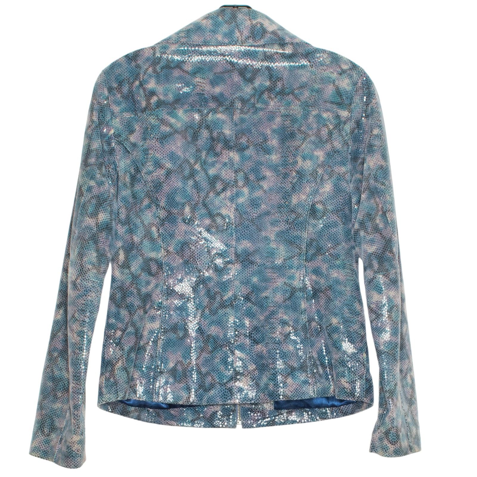 Chicos Chicos Metallic Leather Snake Print Moto Jacket Y2K 0 S 4 Size S / US 4 / IT 40 - 3 Thumbnail