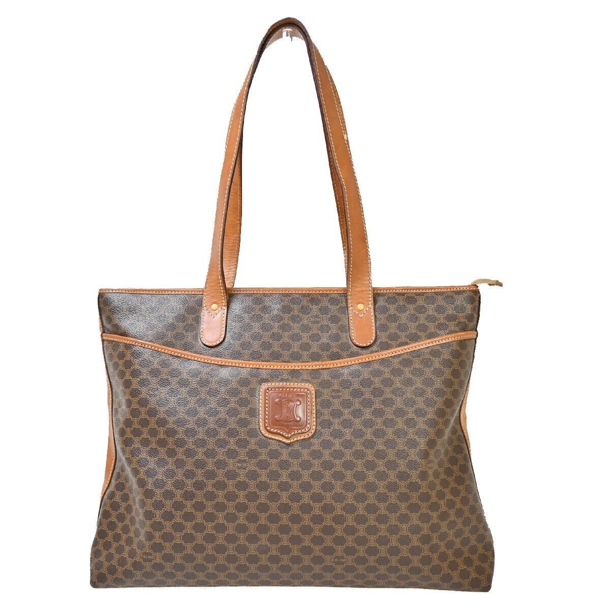 image of Celine Céline Macadam Tote in Brown, Women's