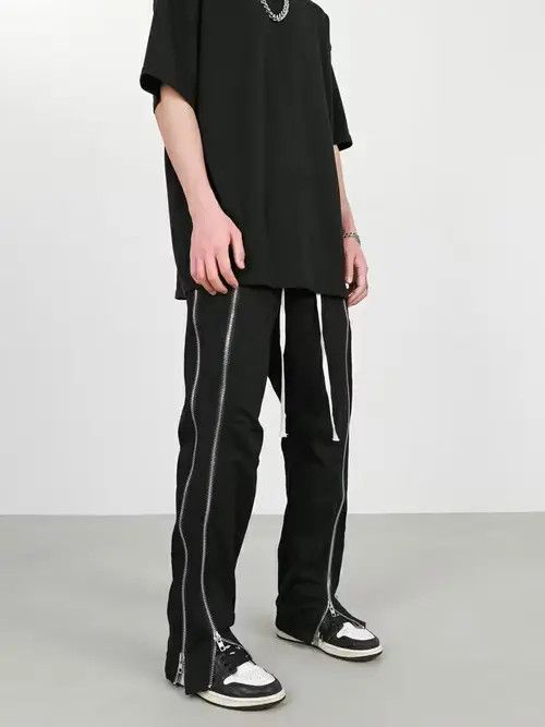 image of Vintage Zipper Flared Vibe Utility Punk Pants in Black, Men's (Size 32)