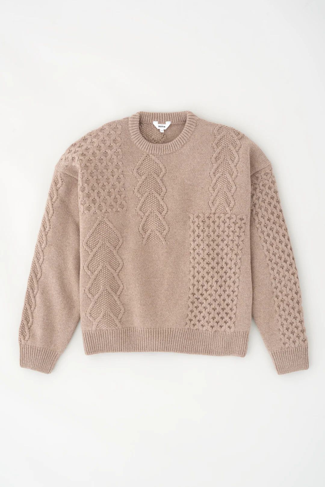 image of Kotn Lambswool Kilimanjaro Cable Sweater Dune Medium New, Men's