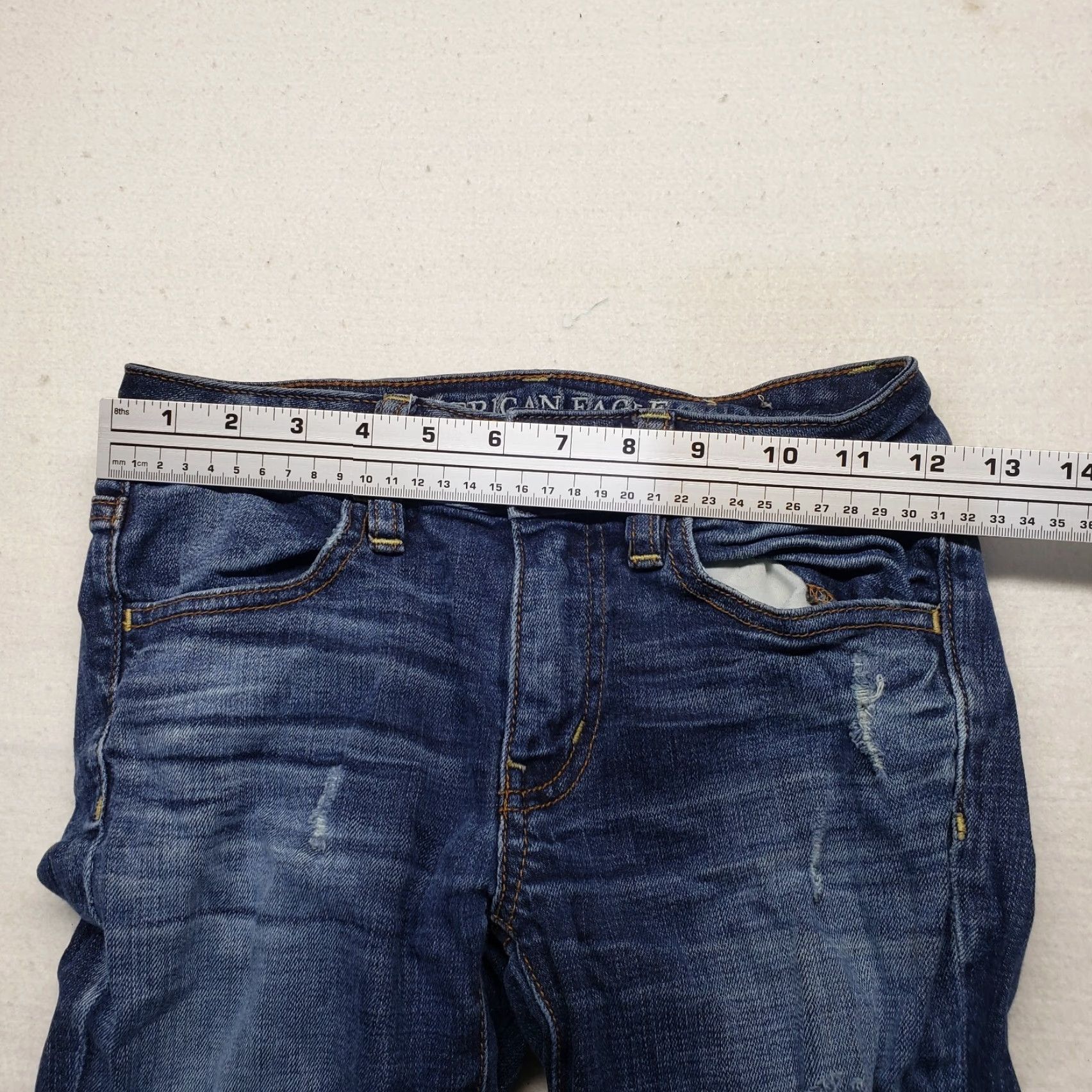 American Eagle Outfitters VINTAGE American Eagle Outfitters Jeans Jegging Stretch Dark Wash Distressed 00 Womens Jeans Size 24" / US 00 / IT 34 - 5 Thumbnail