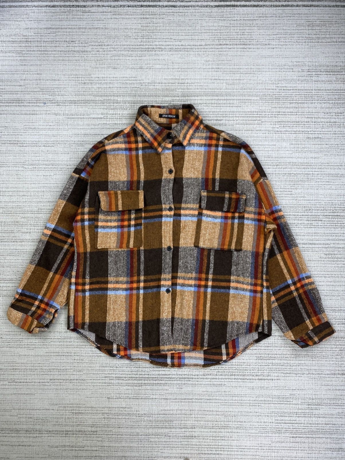Japanese Brand × Vintage Vintage Spray Premium Japan Orange Checked Flannel Size US L / EU 52-54 / 3 - 1 Thumbnail