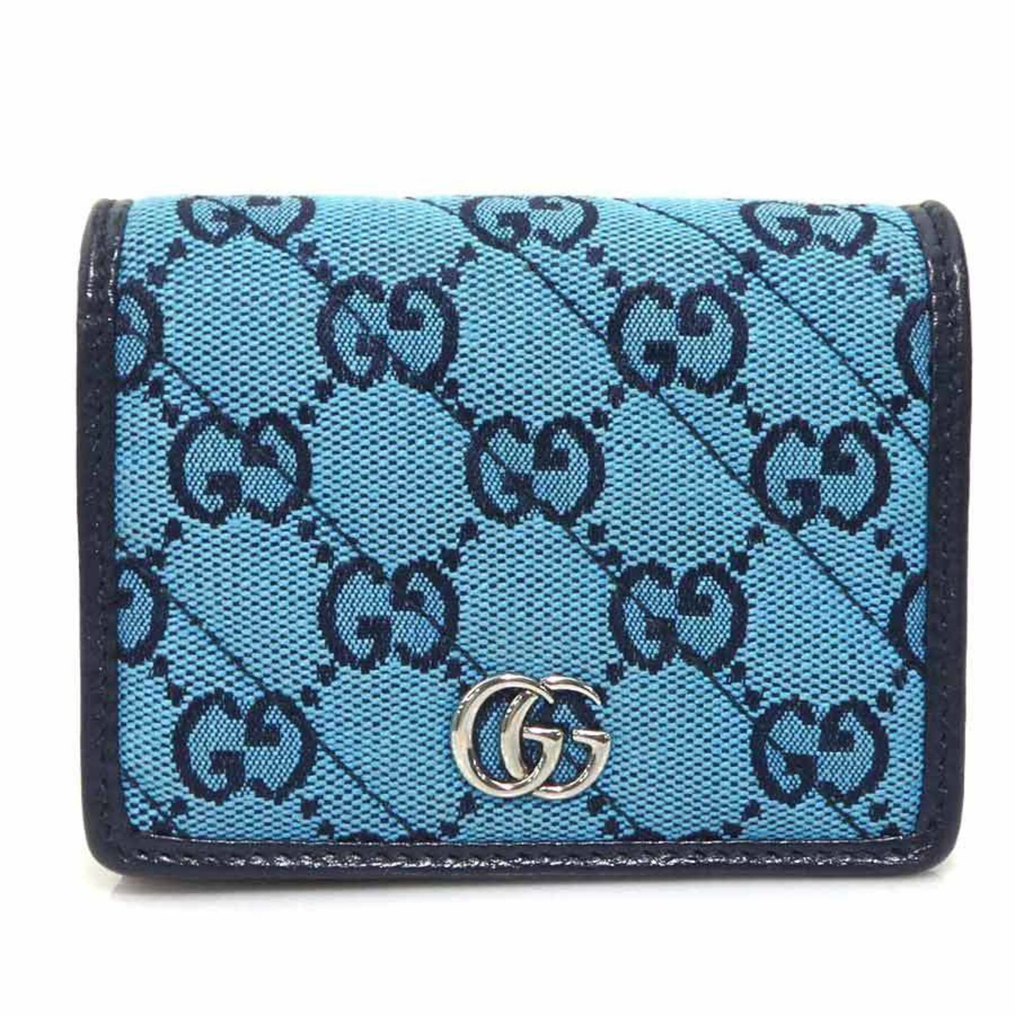 Gucci Gucci Bi-fold wallet GG Marmont canvas Blue Pink Men's Women's 466492 Free shipping h32096a Size ONE SIZE - 1 Thumbnail