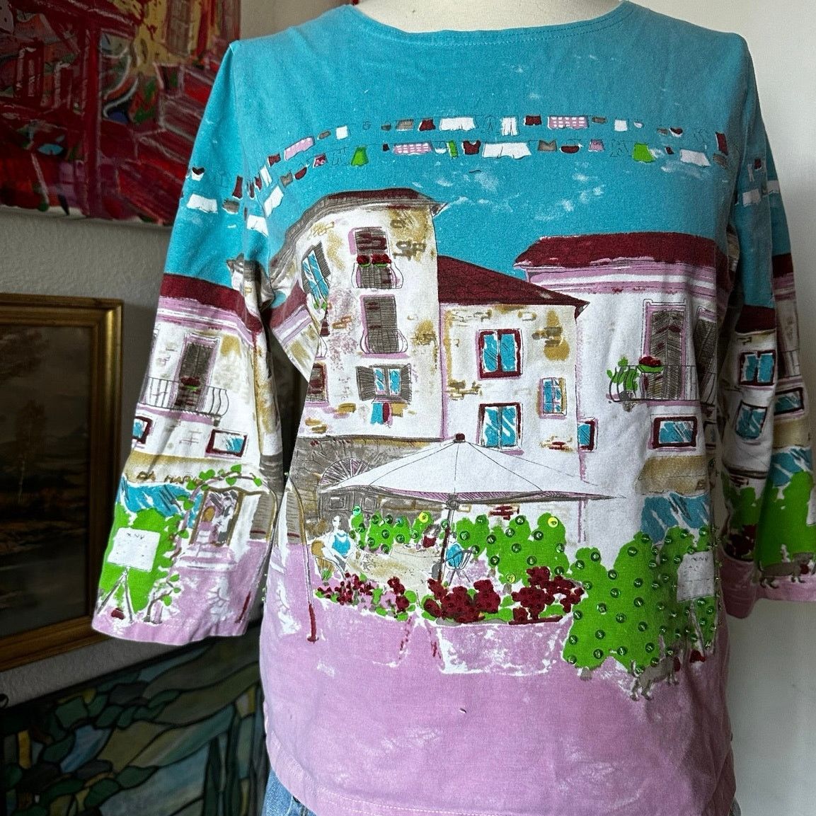Coldwater Creek coldwater creak town graphic mid sleeve shirt Size S / US 4 / IT 40 - 2 Thumbnail
