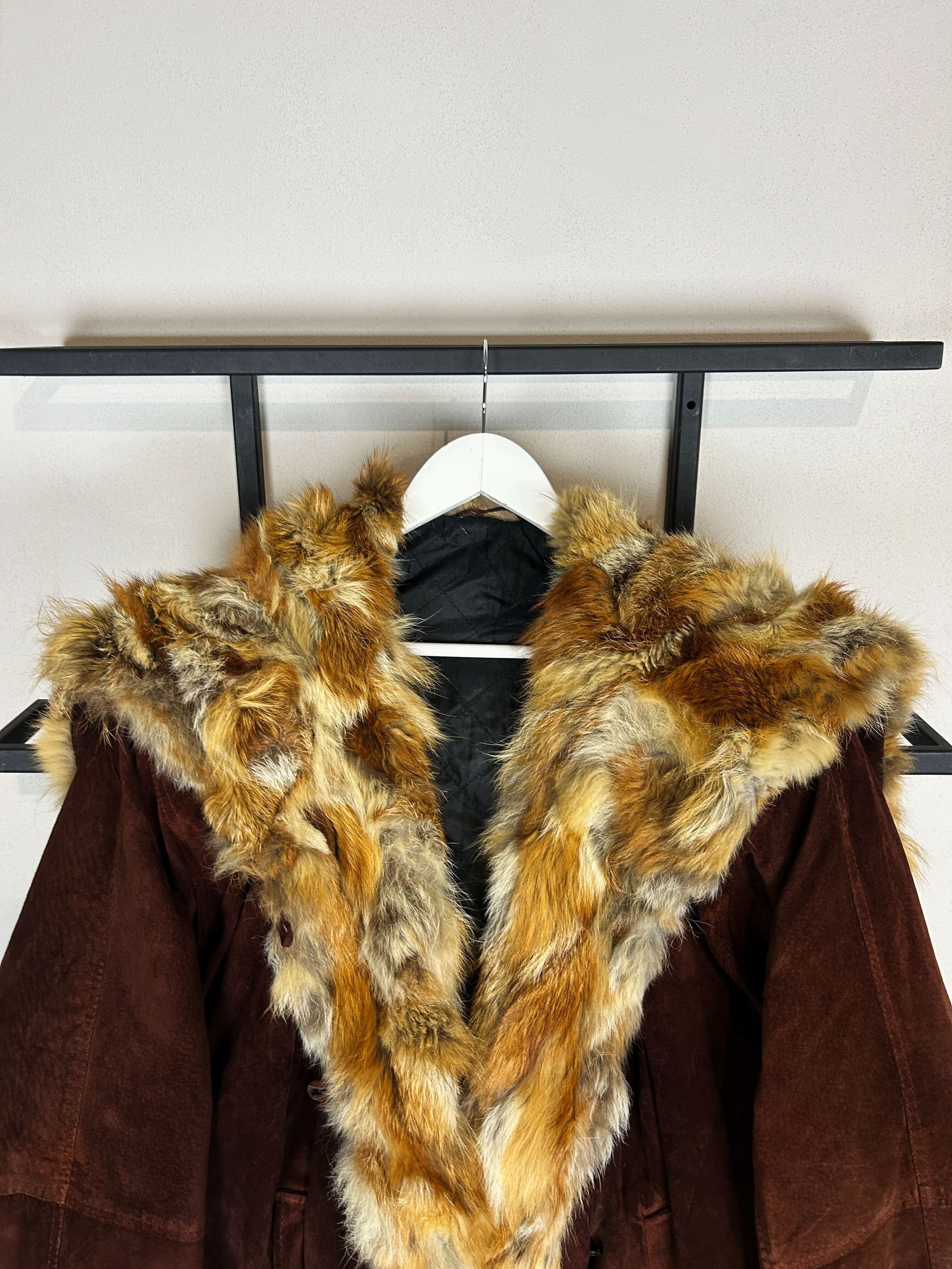 Japanese Brand Suede Leather Coat Fur Trim Vintage Luxury Brown Long Size US L / EU 52-54 / 3 - 6 Thumbnail