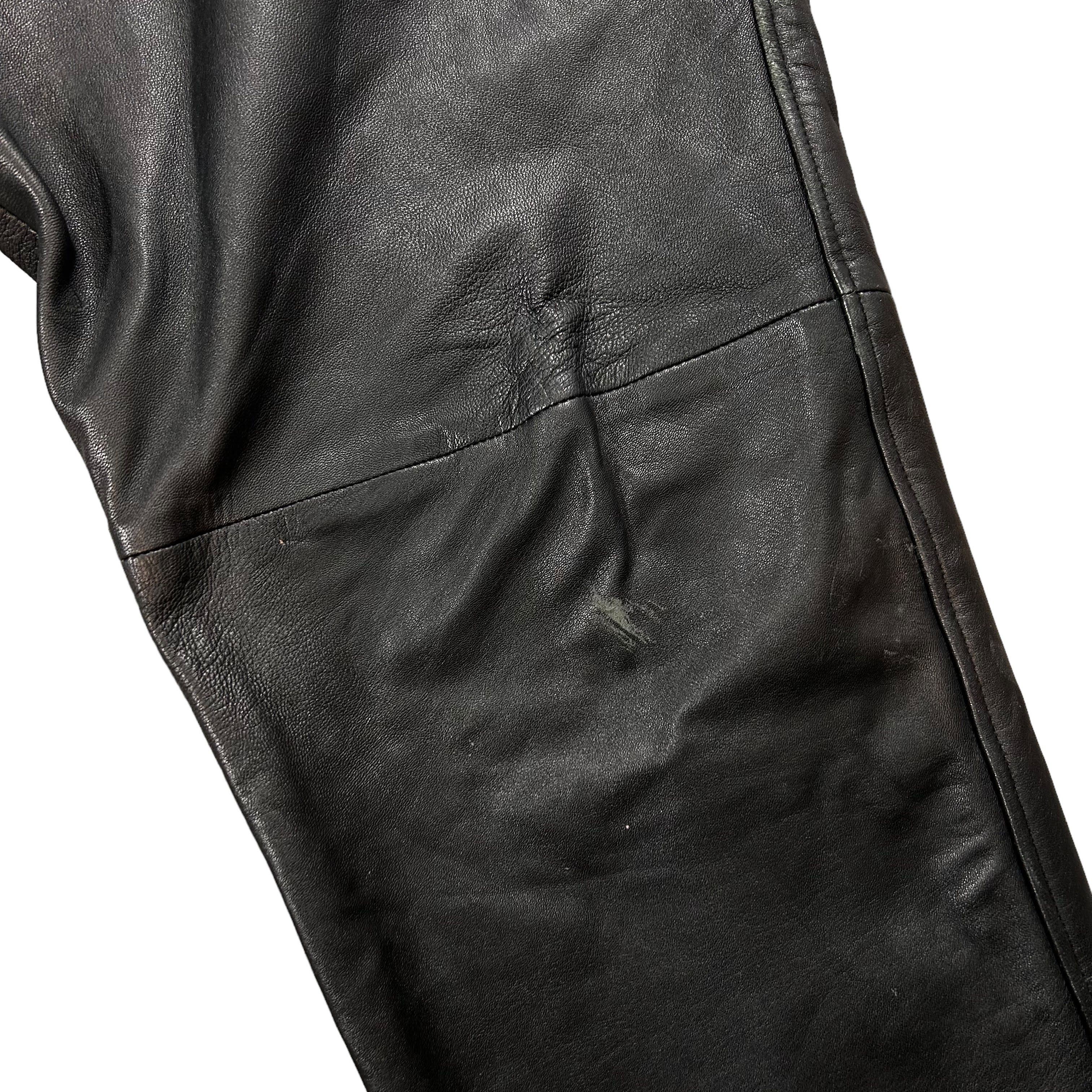 Leather × Vintage Vintage Black Baggy Loose Genuine Leather Pants Size W36 L30 Size US 36 / EU 52 - 9 Thumbnail