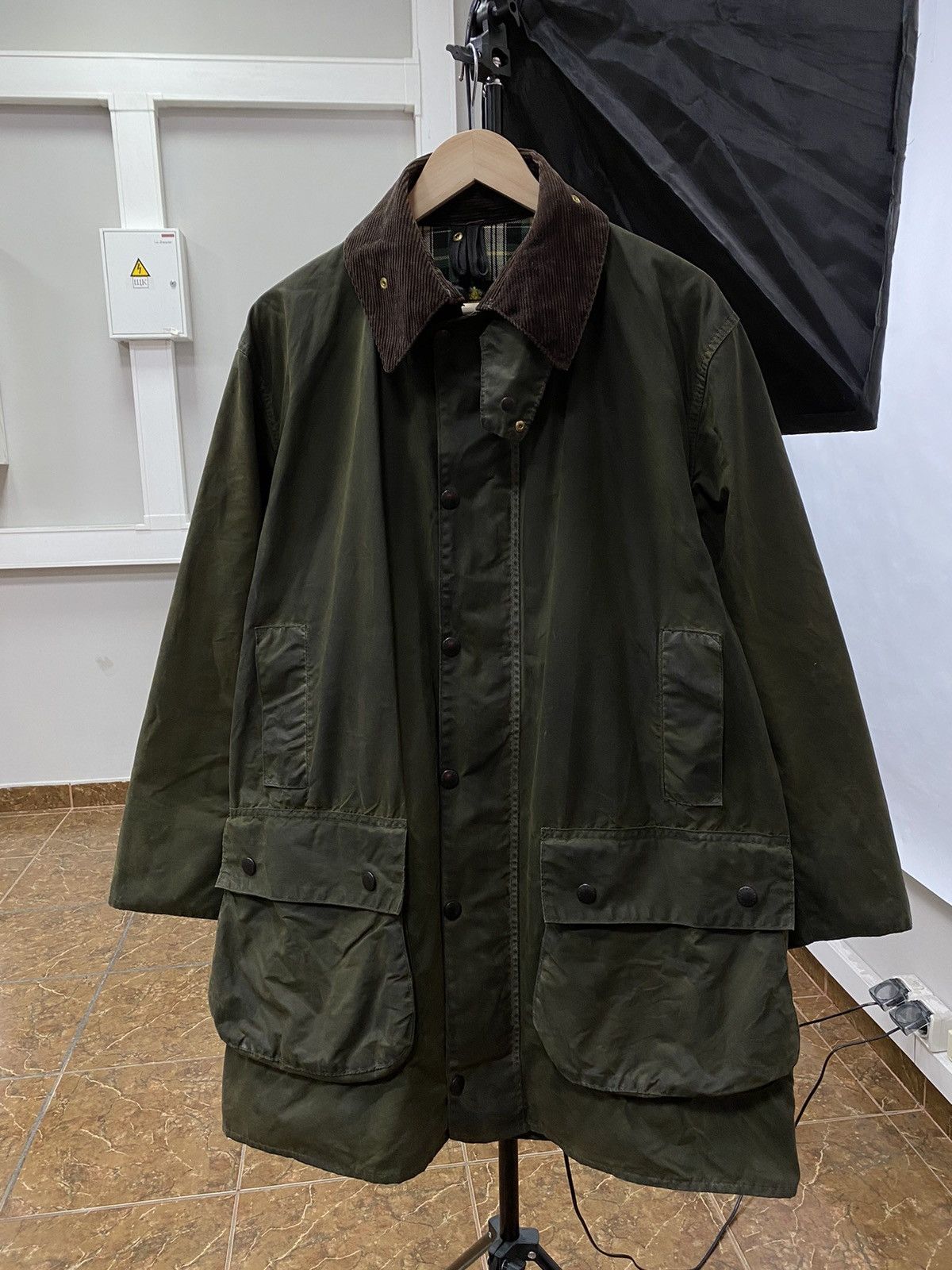 image of 90's Barbour Border Made In England Wax Jacket in Green, Men's (Size XL)