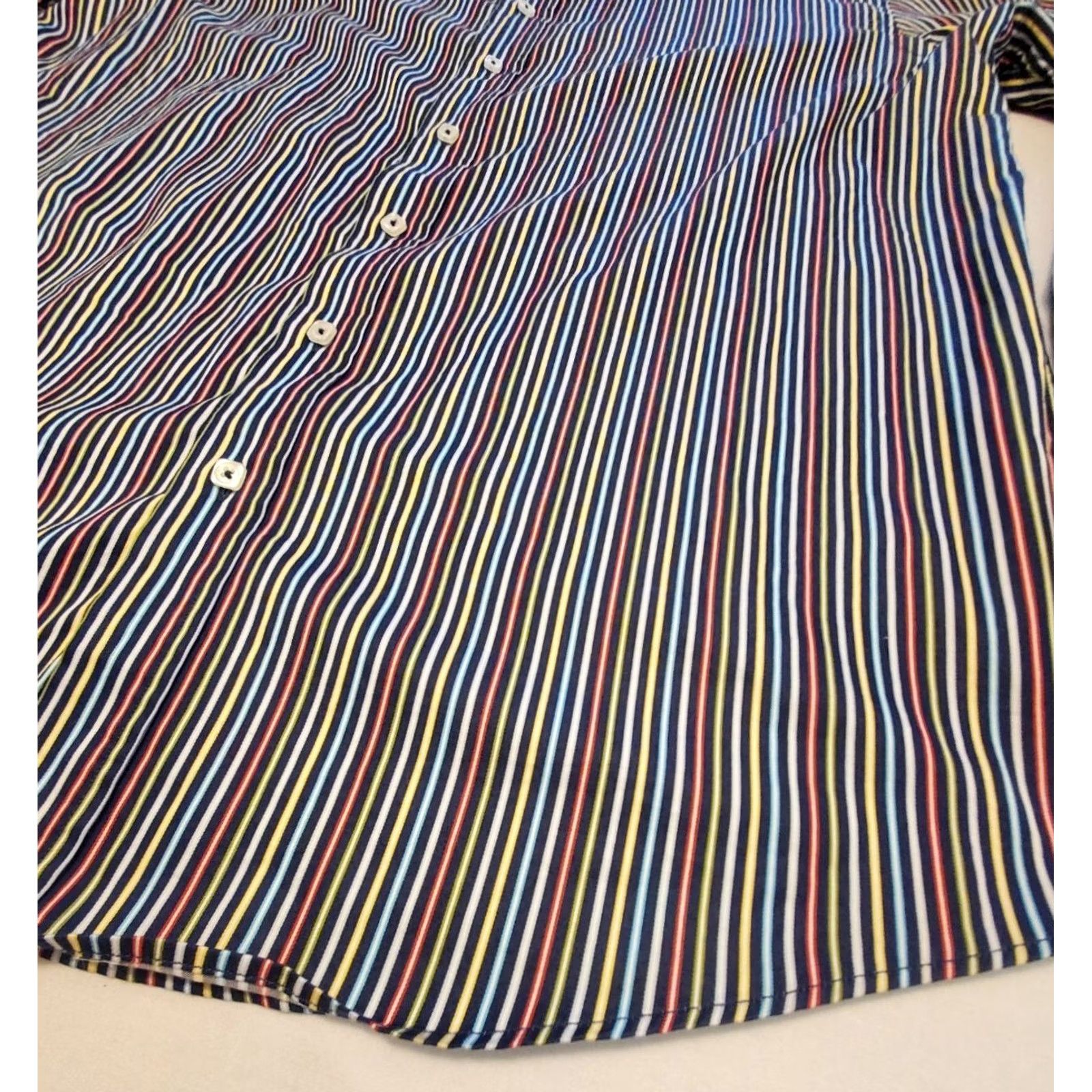 BUGATCHI BUGATCHI Multicolored Striped 100% Cotton Sport Shirt XL Men Dress Shirt Long Sleeve Button-Down Collar Womens? No Size US XL / EU 56 / 4 - 3 Thumbnail