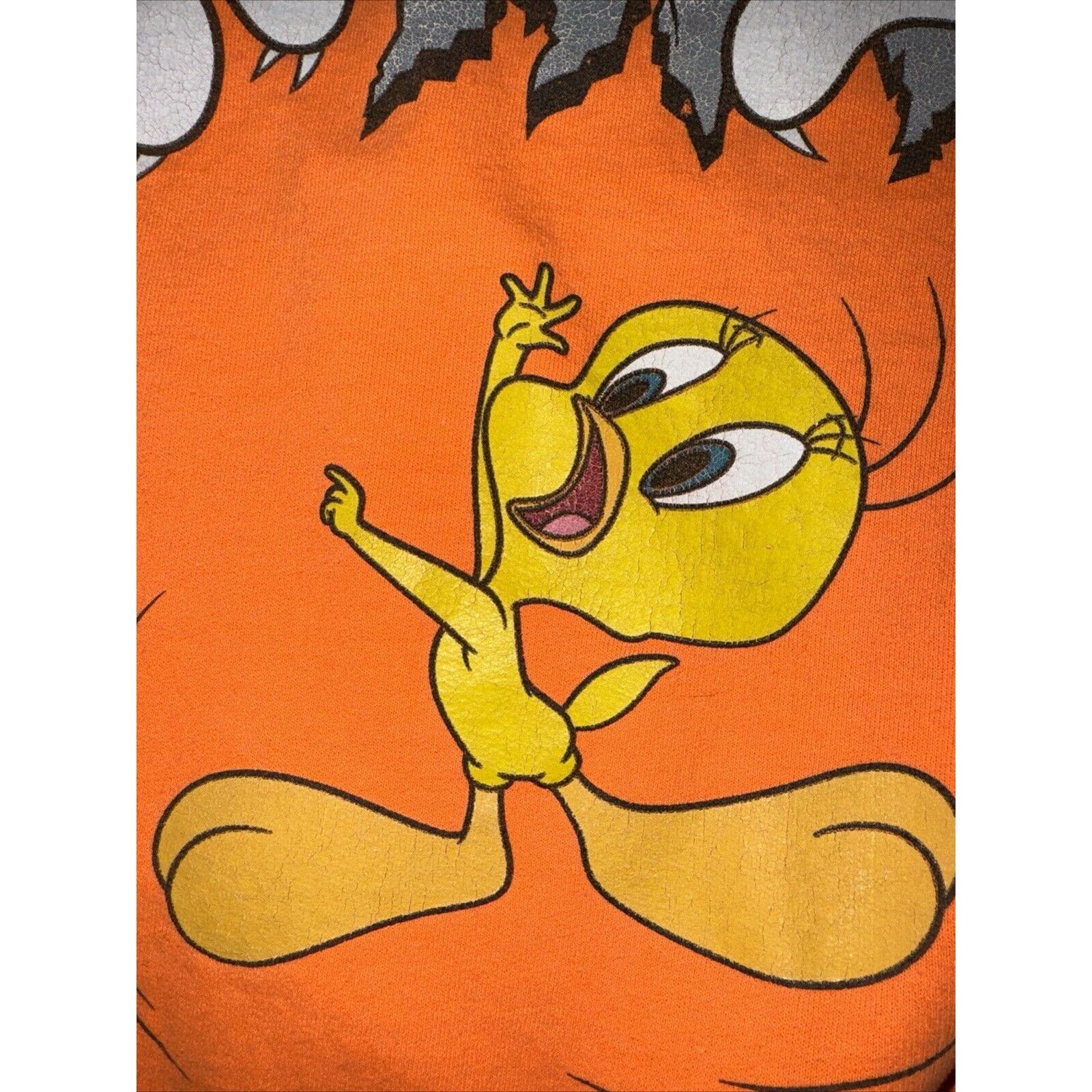 Vintage Looney Tunes Sylvester Twitty Bird Orange Sweater L 23x27 Size US L / EU 52-54 / 3 - 4 Thumbnail