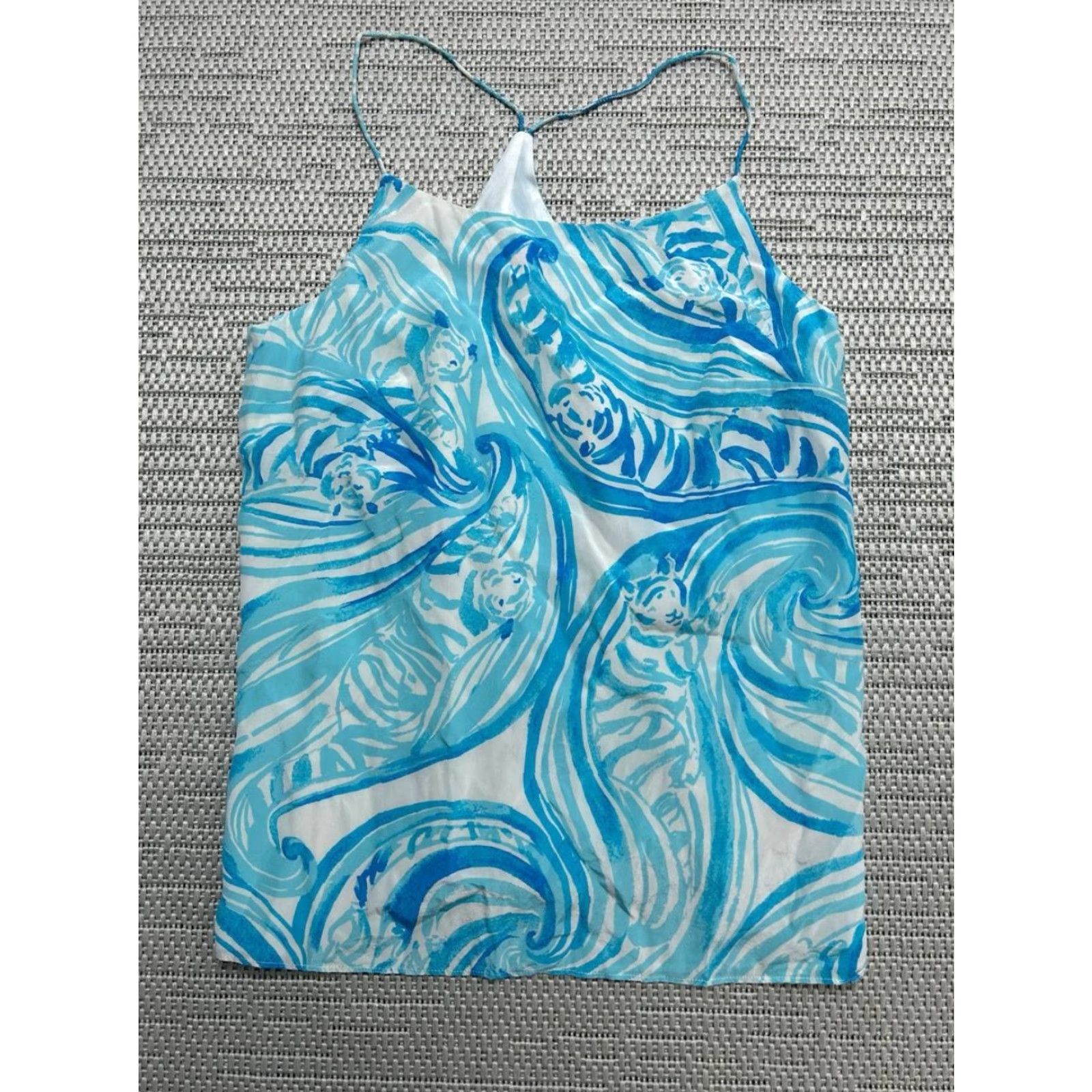 Lilly Pulitzer Lilly Pulitzer Sea Ruffles Belle Tank Womens XXS Blue Abstract Lined Racerback Size XXS / US 00 / IT 34 - 2 Thumbnail
