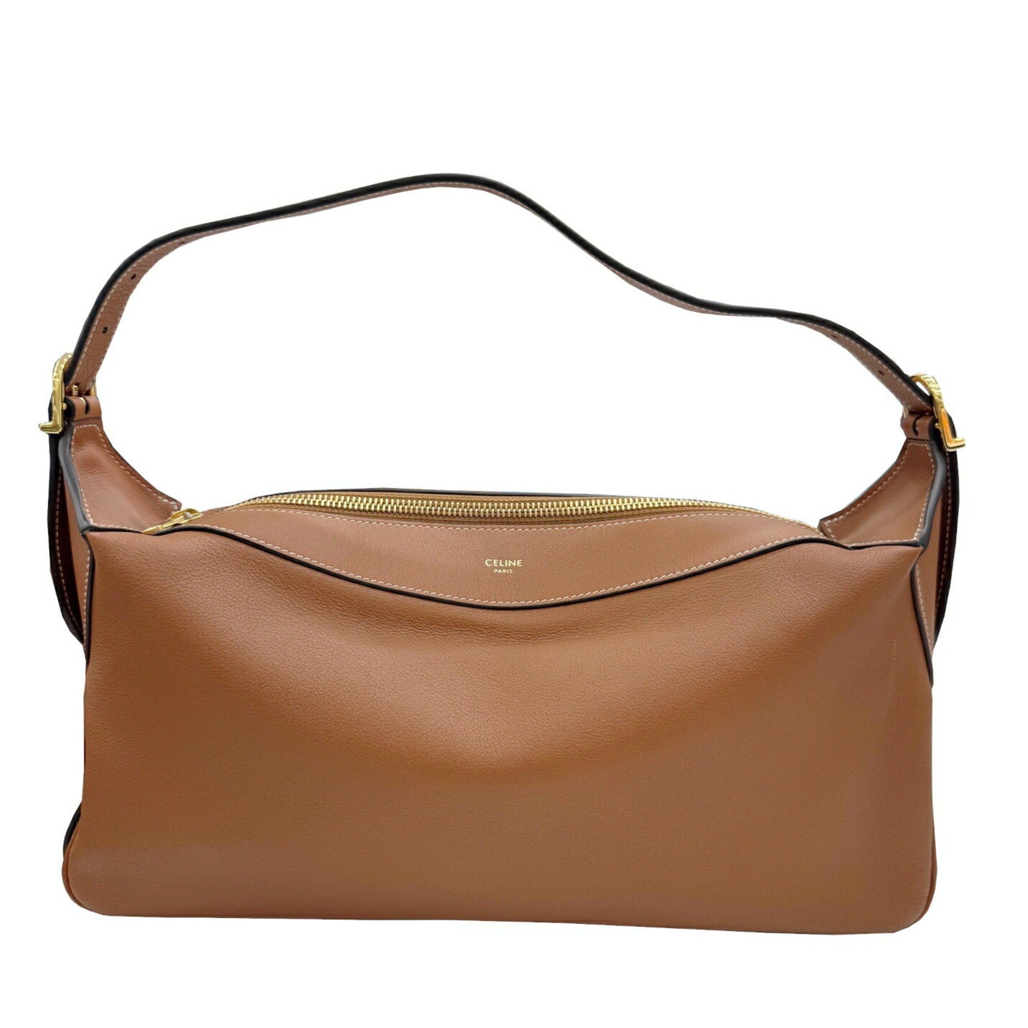 Celine Medium Romy Shoulder Bag 19744 3Dpj 04Lu Tan Brown Supple Calfskin Women's