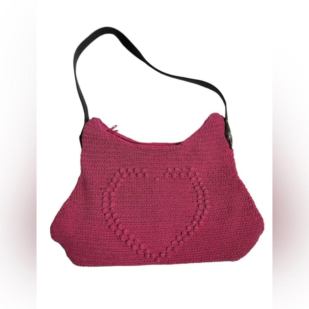 Designer NWOT Y2K Heart Pink Woven Shoulder Bag Size ONE SIZE - 1 Thumbnail