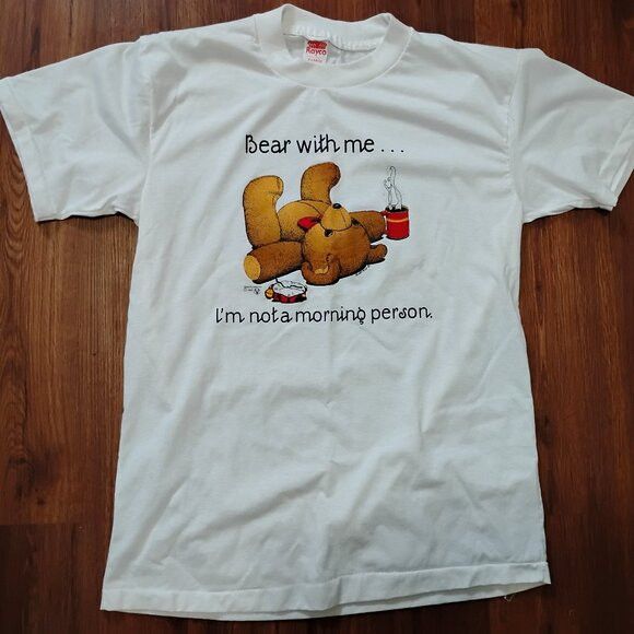 Vintage DS Vintage 80s Teddy Bear With Me Morning Person T-Shirt Size US XL / EU 56 / 4 - 2 Thumbnail
