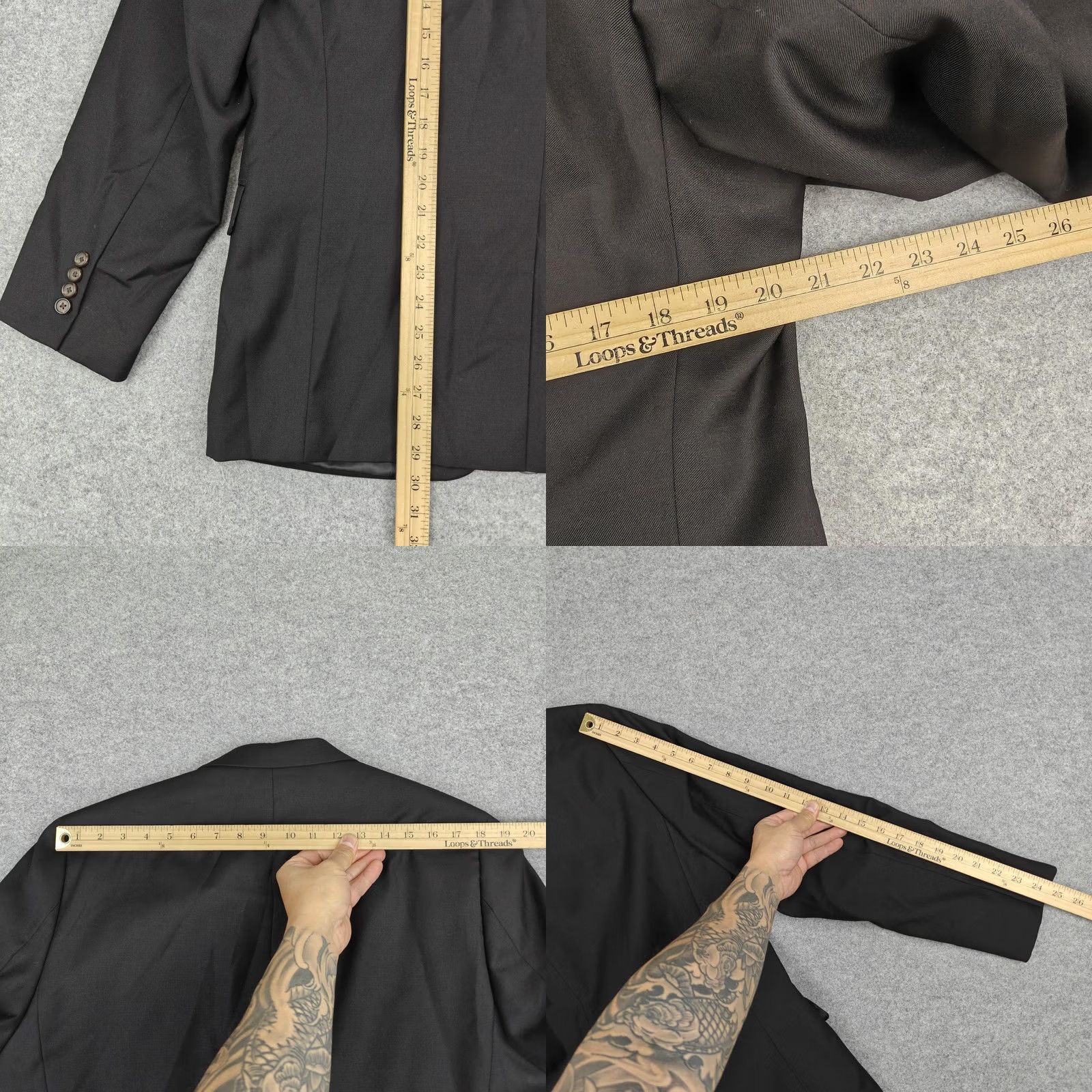 Ralph Lauren VINTAGE? No. Lauren Ralph Lauren Blazer Mens 40R Black Wool Two Button Suit Jacket Lined Size 40R - 8 Thumbnail